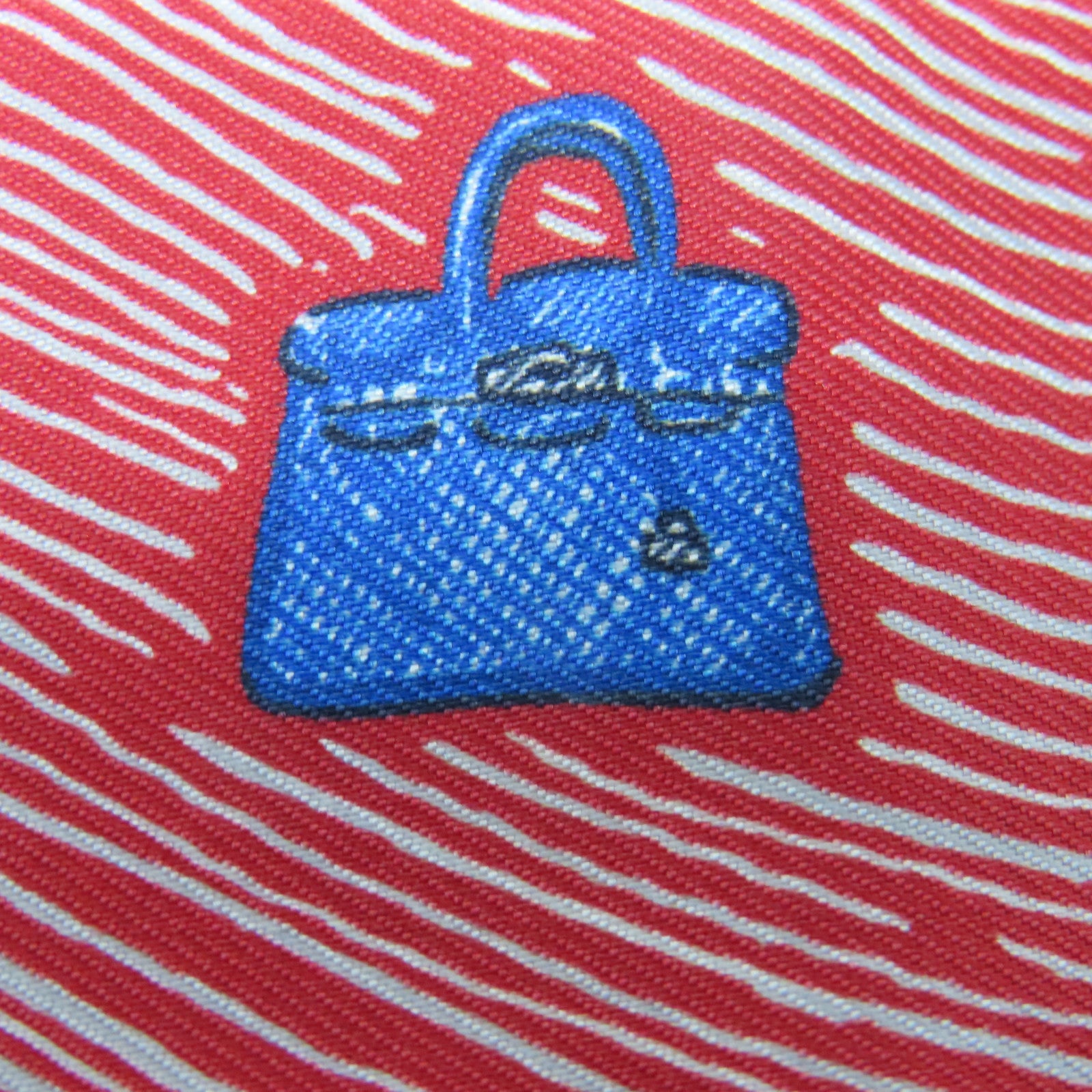 HERMES 絲質Twilly絲巾紅色/藍色