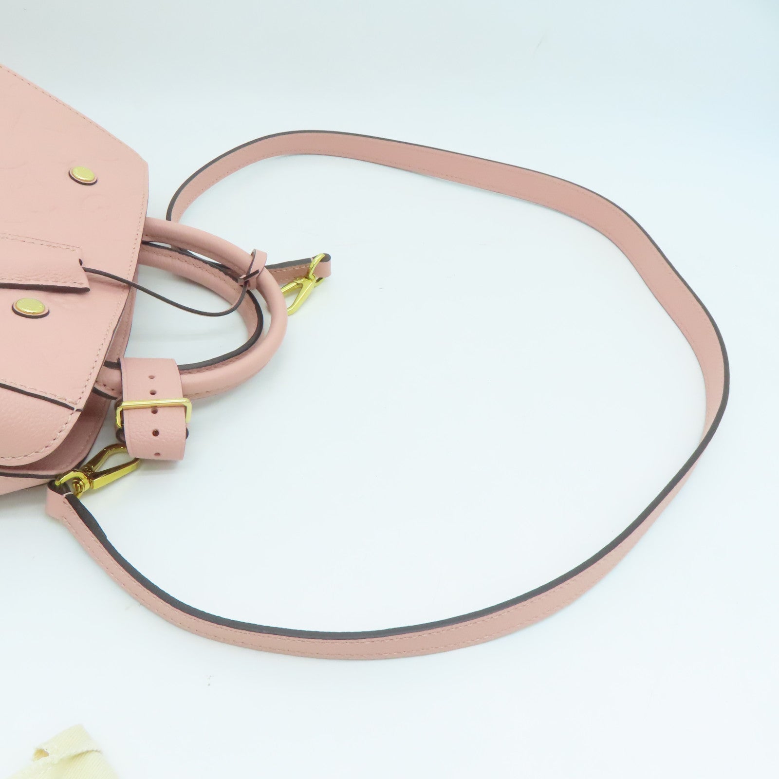 LOUIS VUITTON Monogram Montaigne BB 2 way Shoulder金扣手挽肩背两用袋粉红色