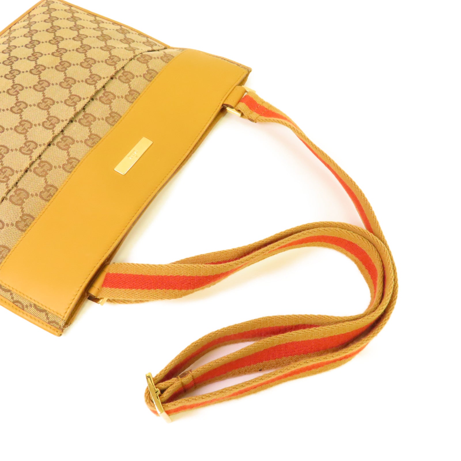 GUCCI GG帆布Shoulder Bag金扣肩背袋啡色