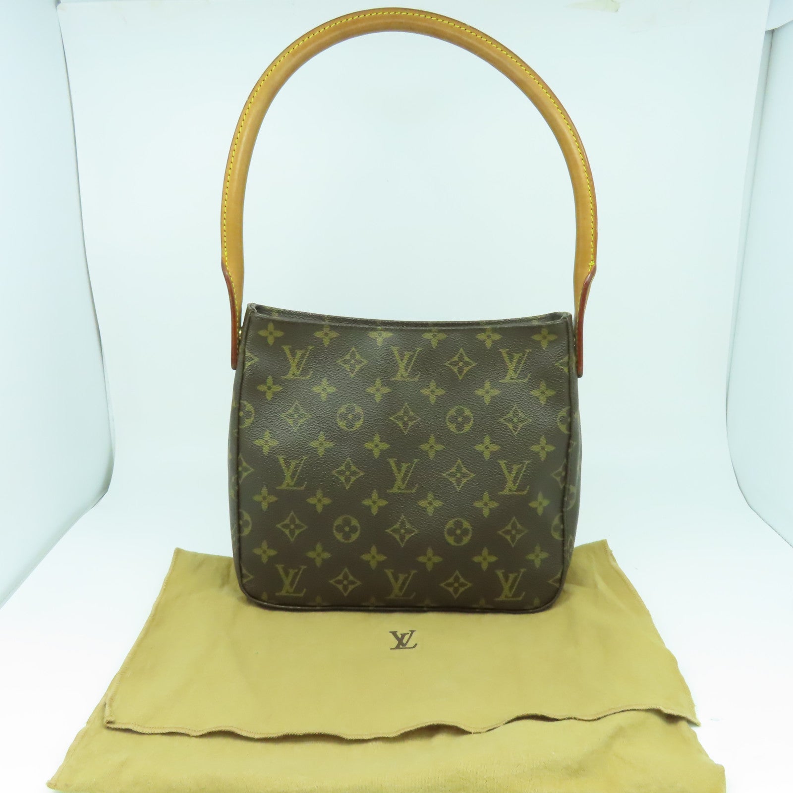 LOUIS VUITTON Monogram Looping MM金扣肩背袋啡色