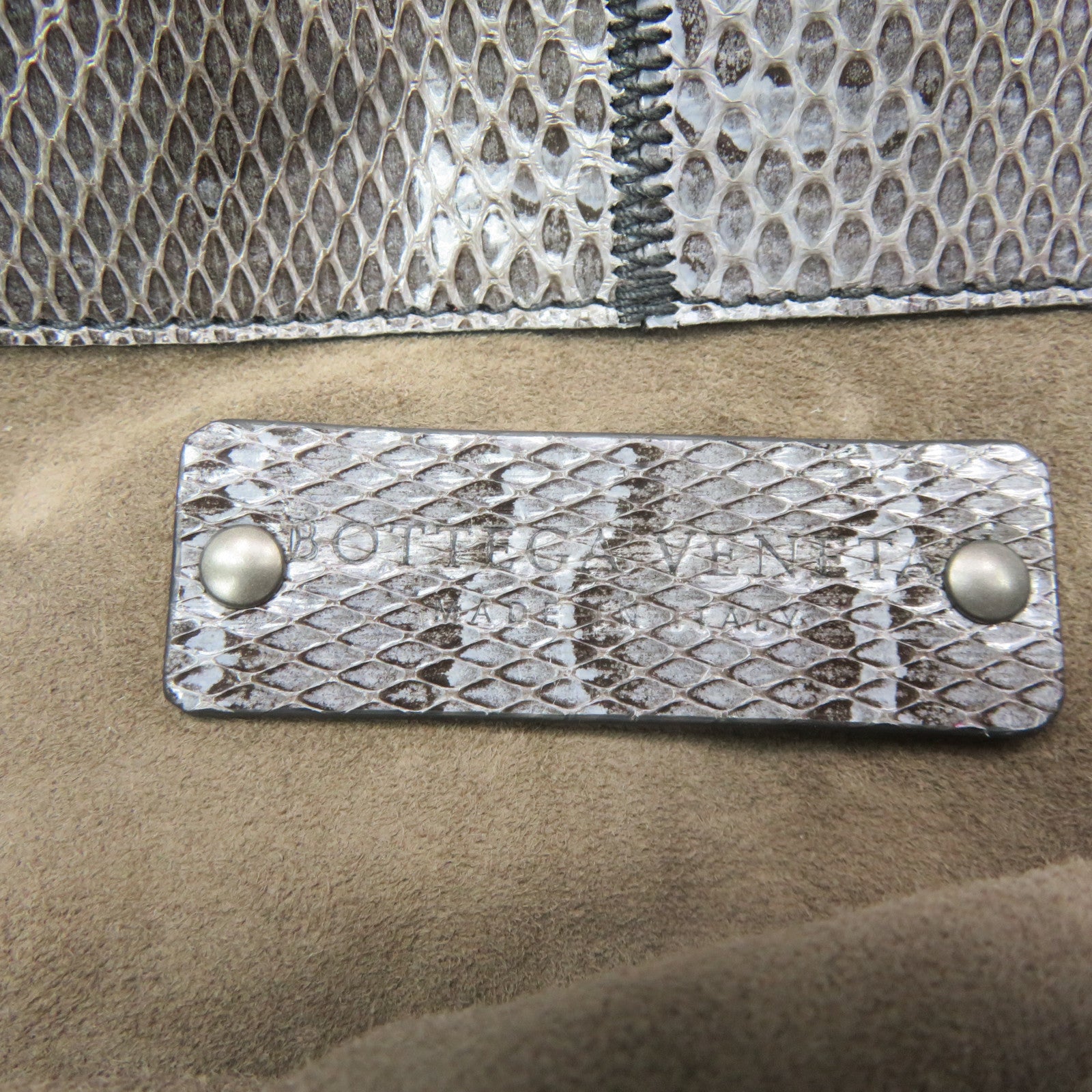 BOTTEGA VENETA 蛇皮皮革2Way Shoulder Bag手挽肩背兩用袋藍灰色
