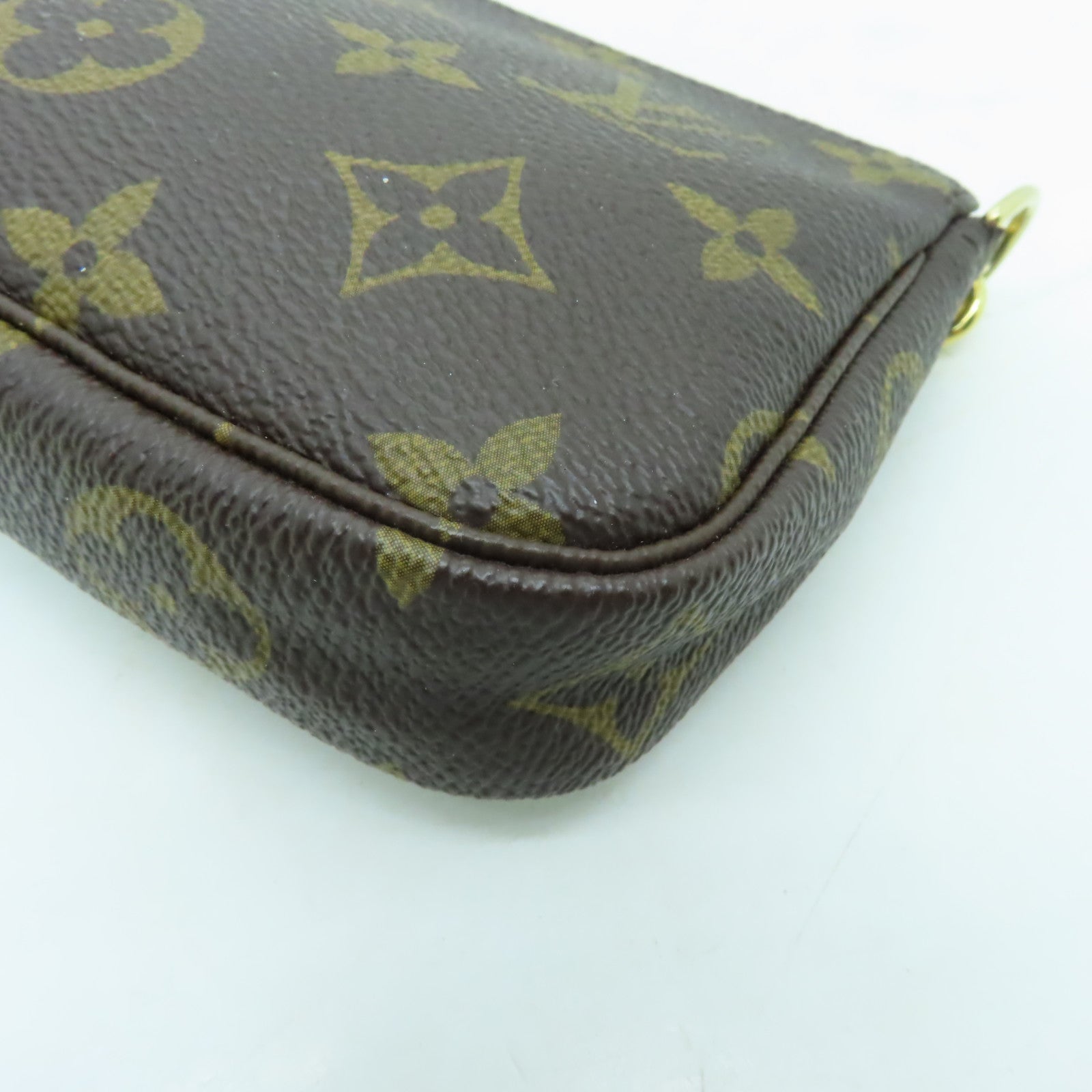 LOUIS VUITTON Monogram Vivienne Mini Pochette Accessoi金扣鏈帶肩背袋棕色