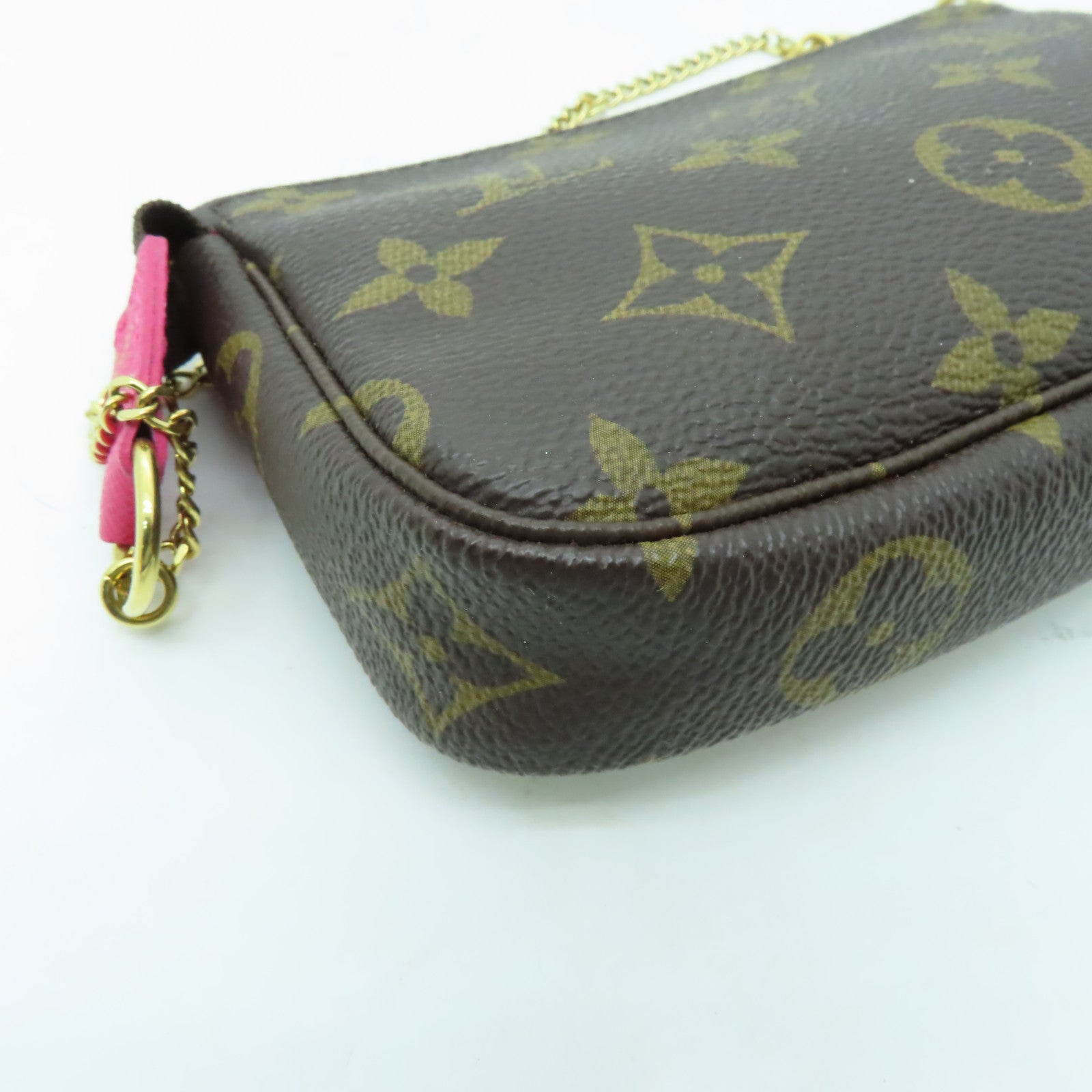 LOUIS VUITTON Monogram Vivienne Mini Pochette Accessoi金扣鏈帶肩背袋棕色