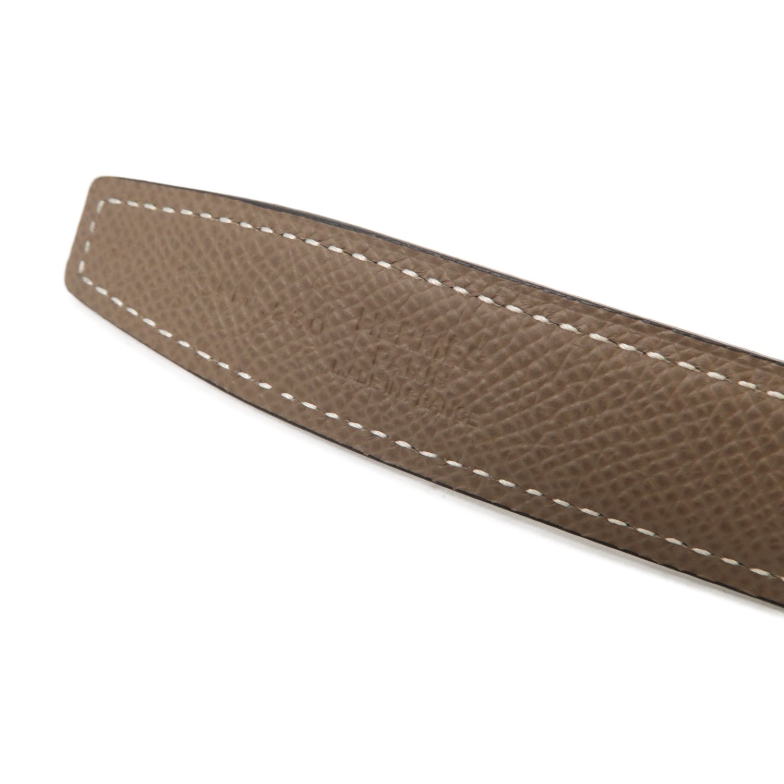 HERMES Epsom/Swift皮革Belt 85cm銀扣皮帶米色/黒色