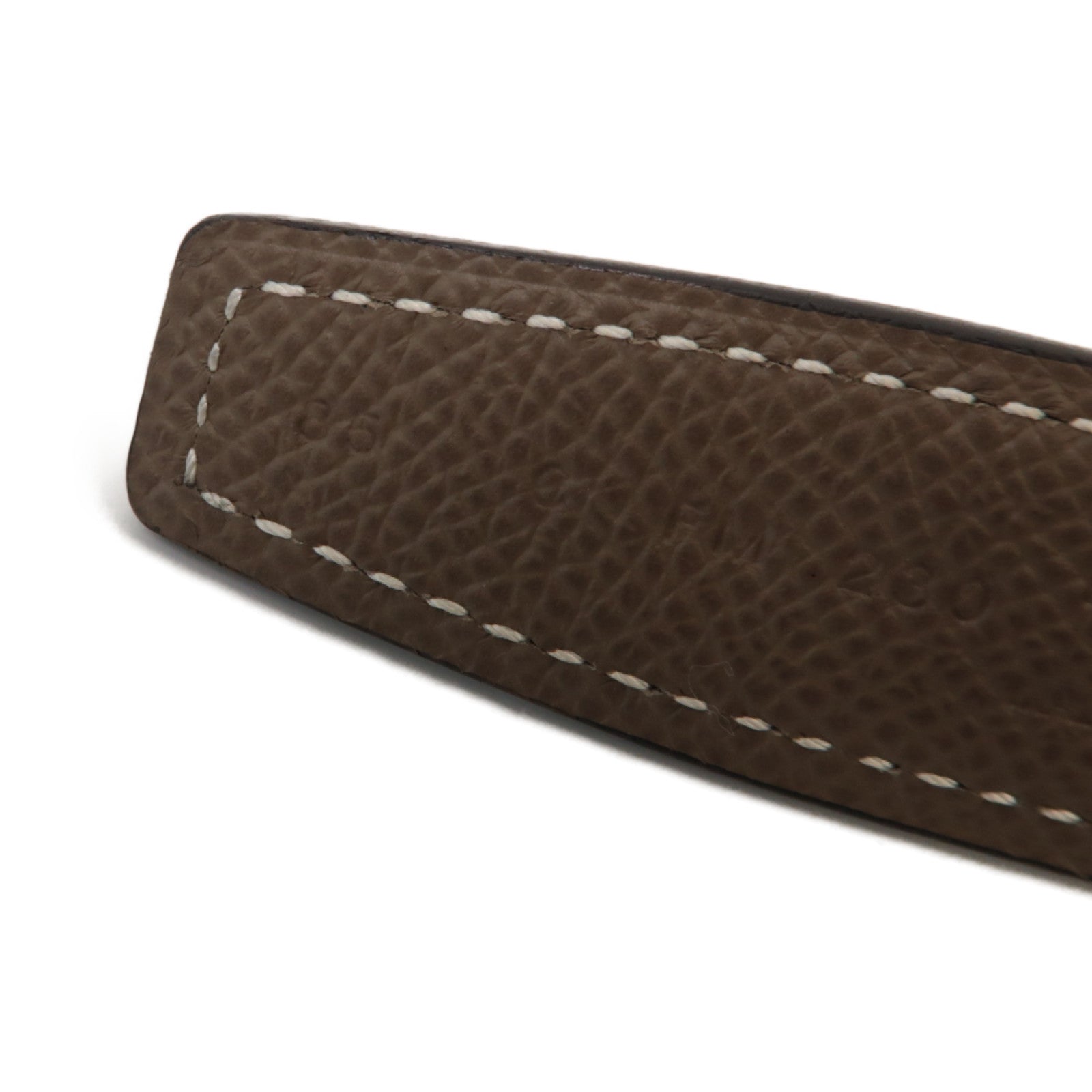HERMES Epsom/Swift皮革Belt 85cm銀扣皮帶米色/黒色