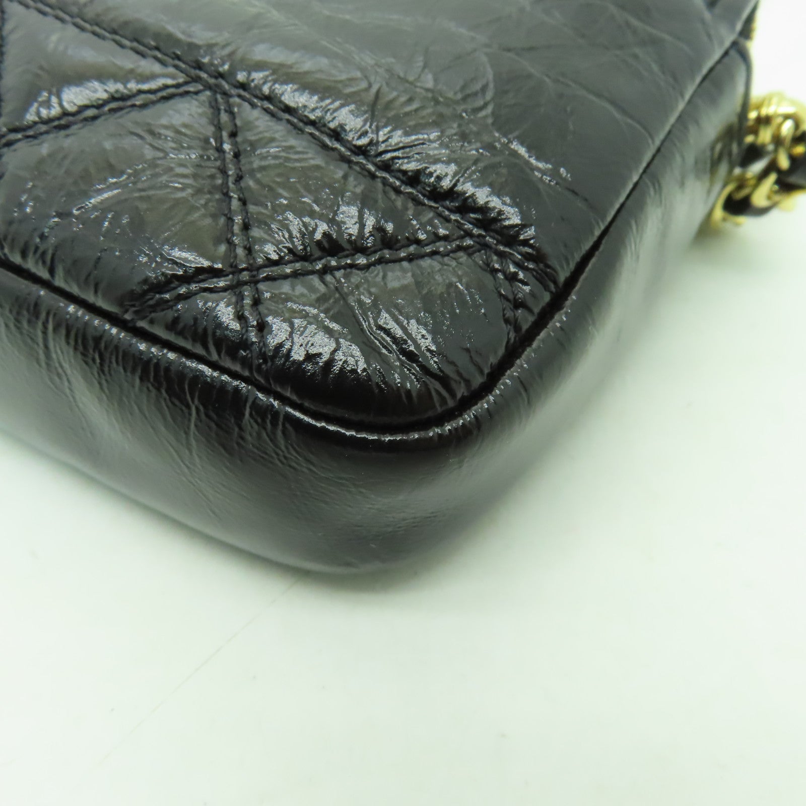 CHANEL 菱格牛皮皮革Double Zip WOC金扣鏈帶肩背袋黒色