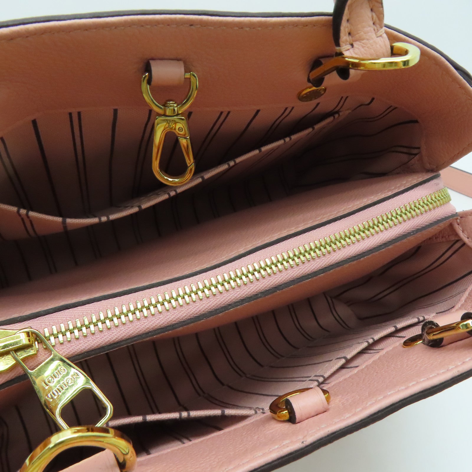 LOUIS VUITTON Monogram Montaigne BB 2 way Shoulder金扣手挽肩背两用袋粉红色
