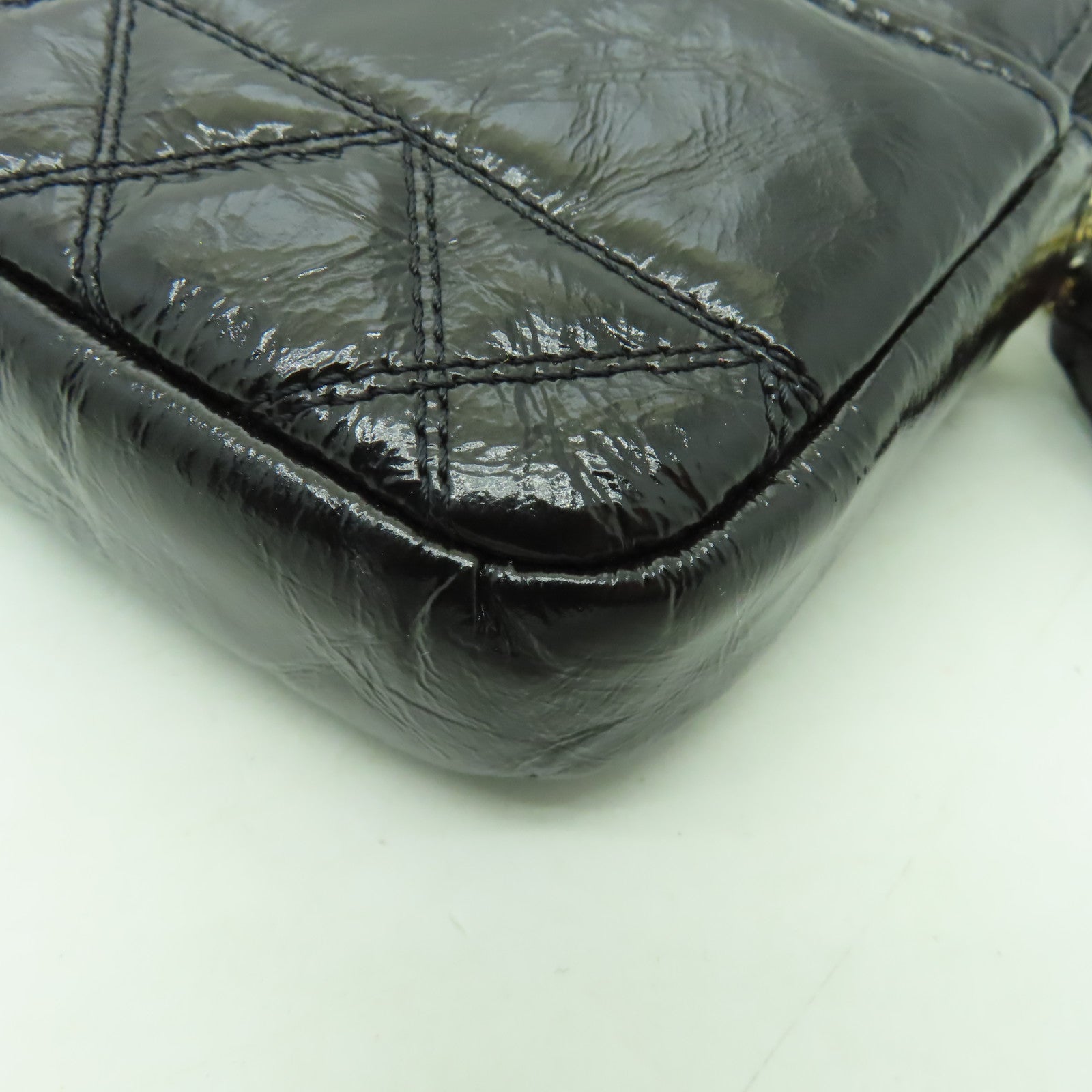 CHANEL 菱格牛皮皮革Double Zip WOC金扣鏈帶肩背袋黒色