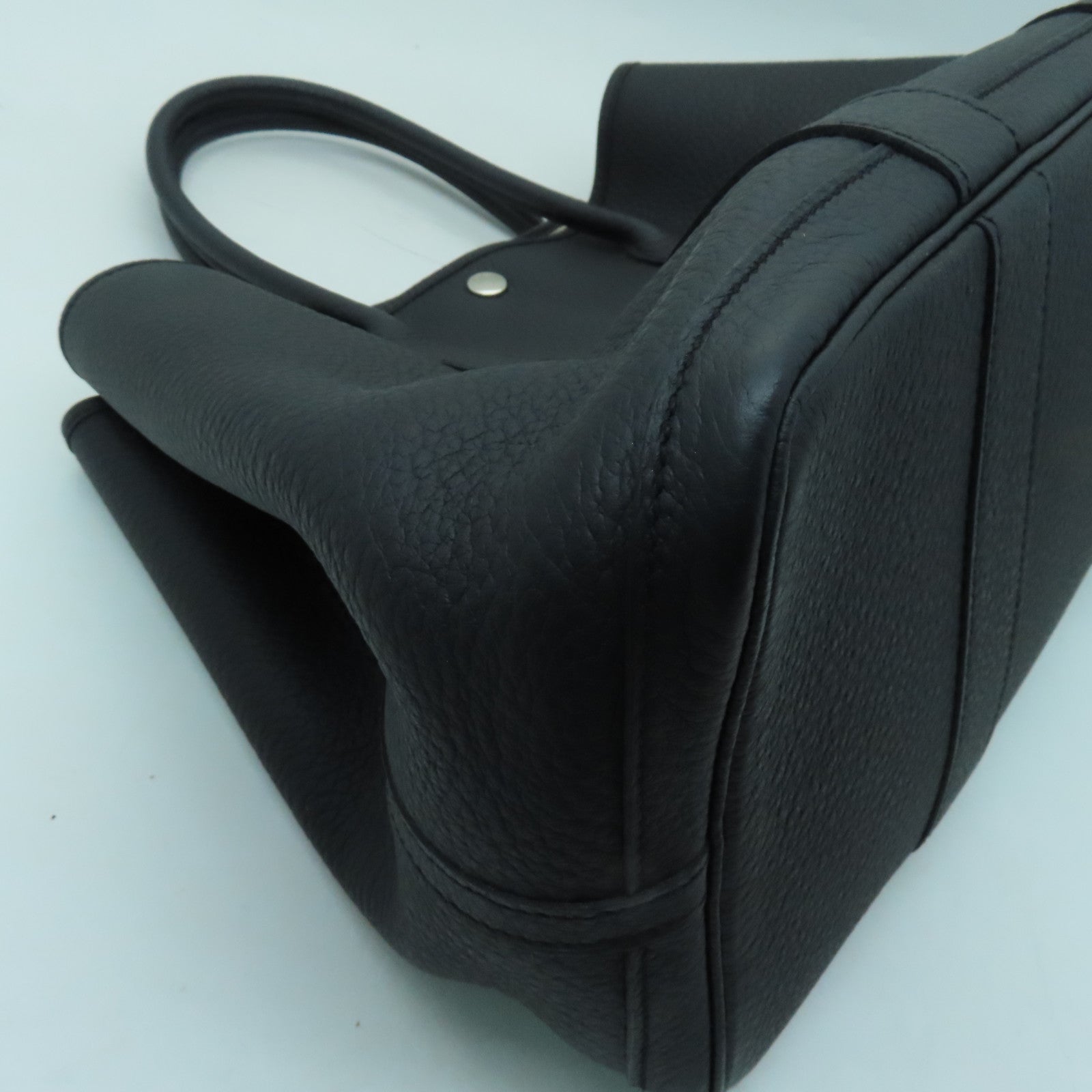 HERMES Negonda皮革Garden Party PM銀扣手挽袋黑色