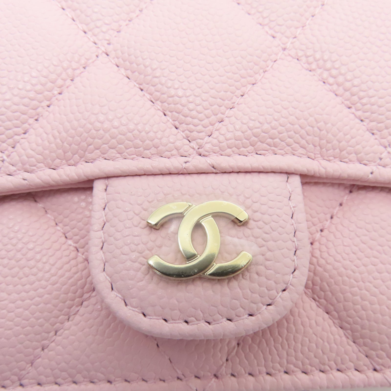 CHANEL 菱格牛皮皮革Chain Shoulder金扣鏈帶肩背袋粉紅色
