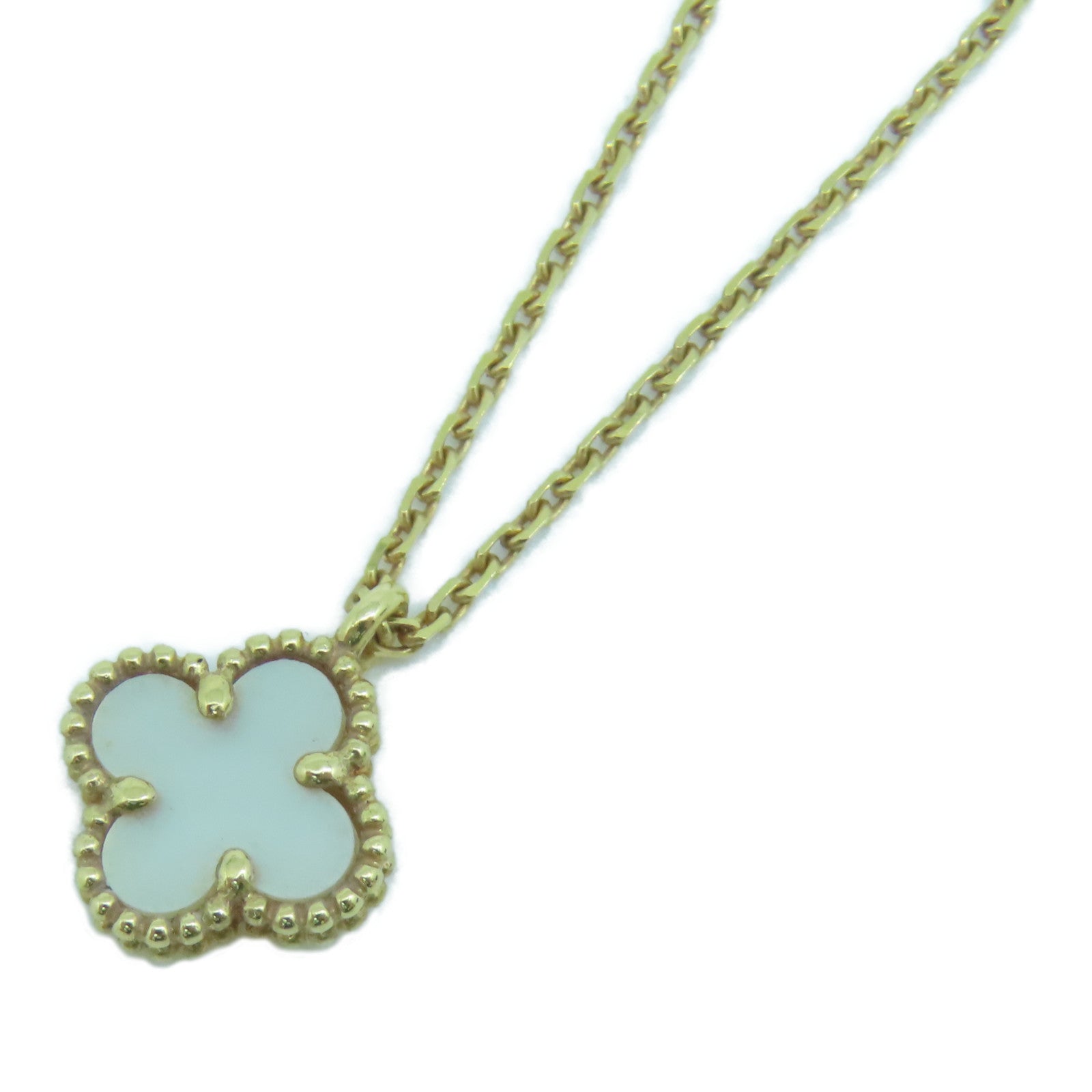 Van Cleef &amp; Arpels 18K Gold/Mother of Pearl Necklace Gold Buckle Necklace White