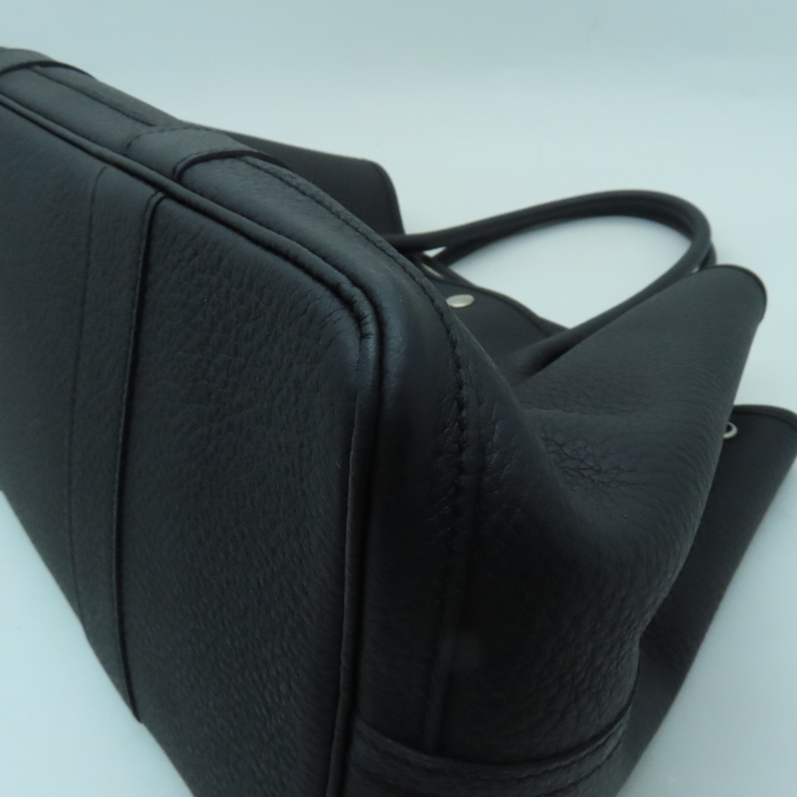 HERMES Negonda皮革Garden Party PM銀扣手挽袋黑色