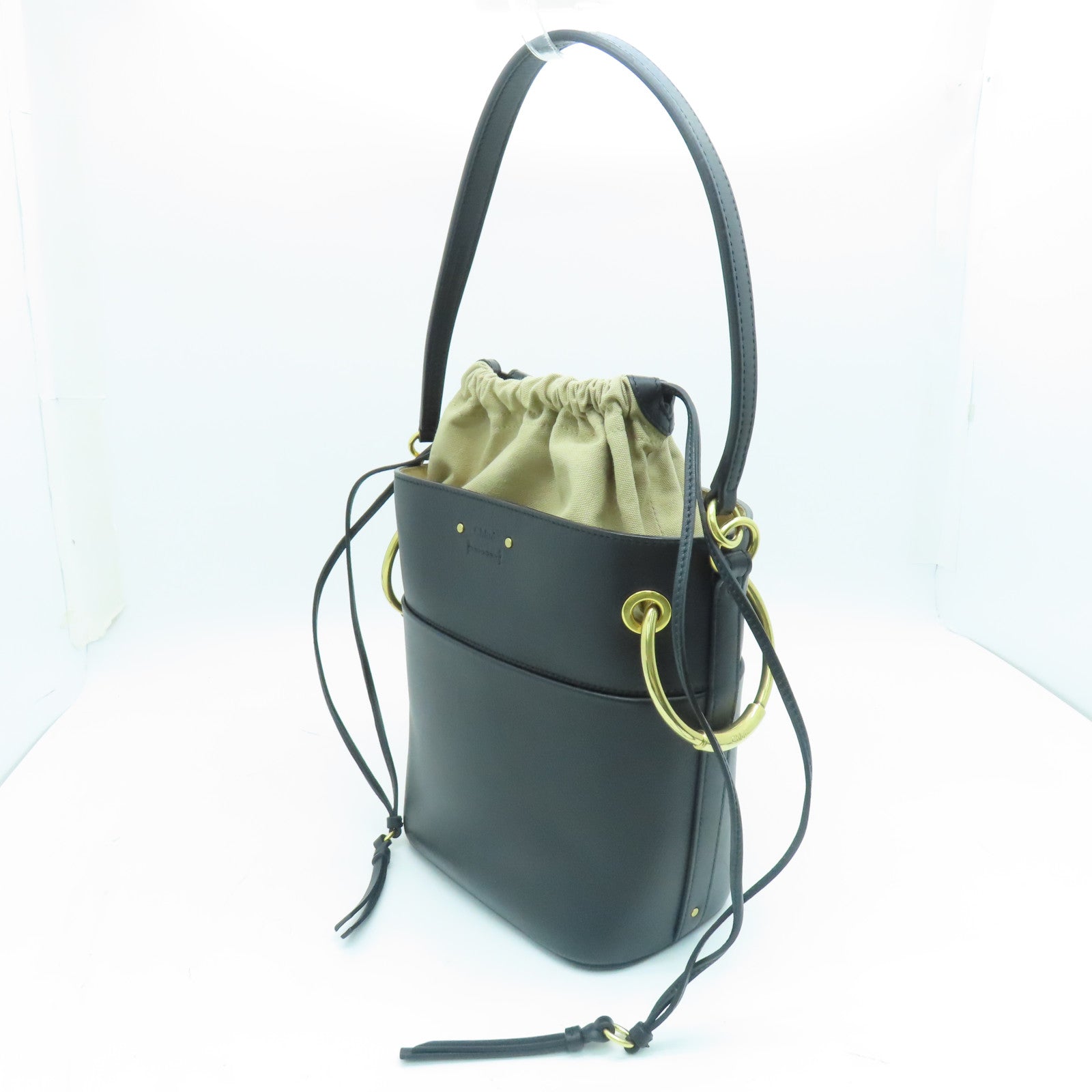 Chloe 牛皮皮革Handbag金扣手挽袋黑色