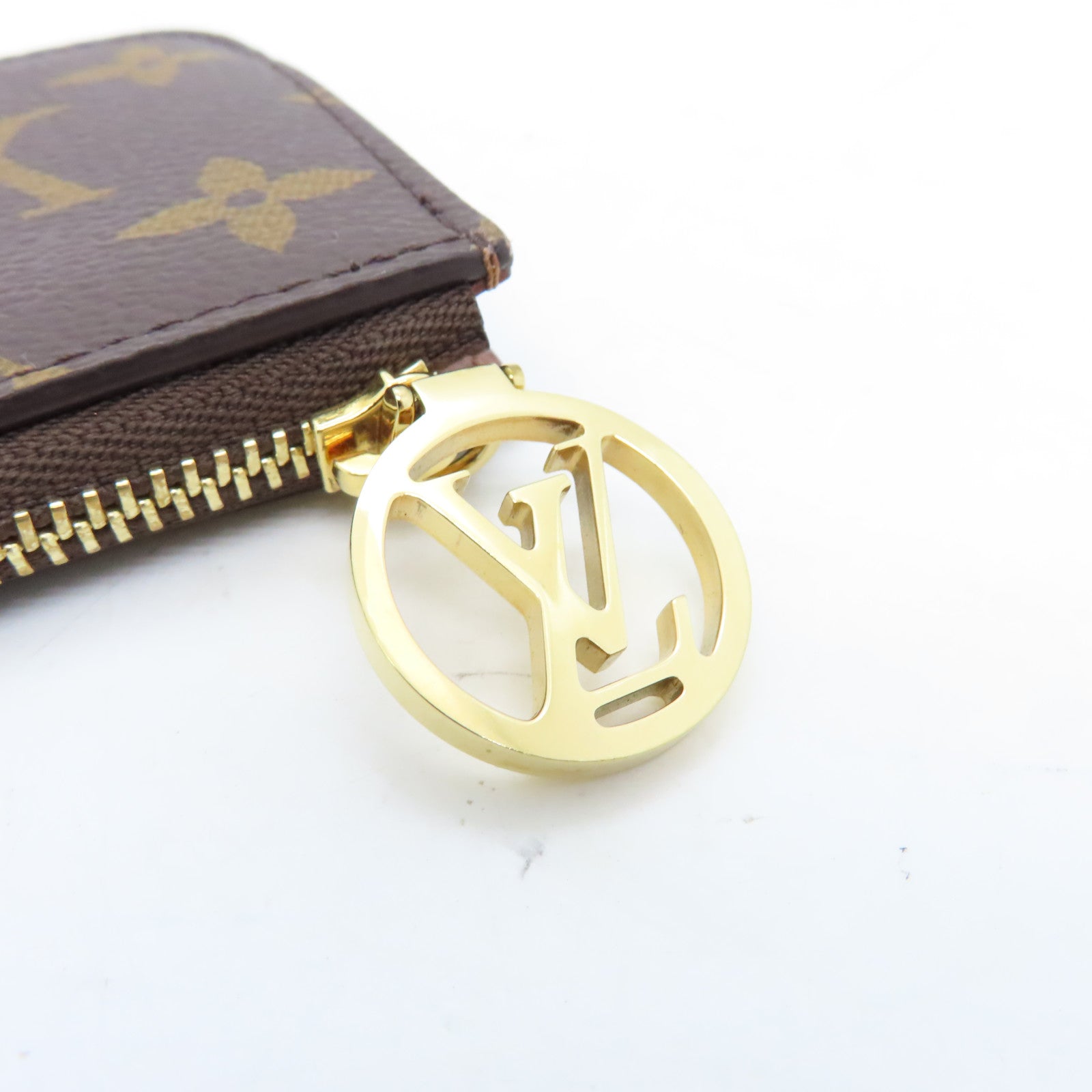 LOUIS VUITTON Monogram Romy Gold Buckle Coin Purse Brown