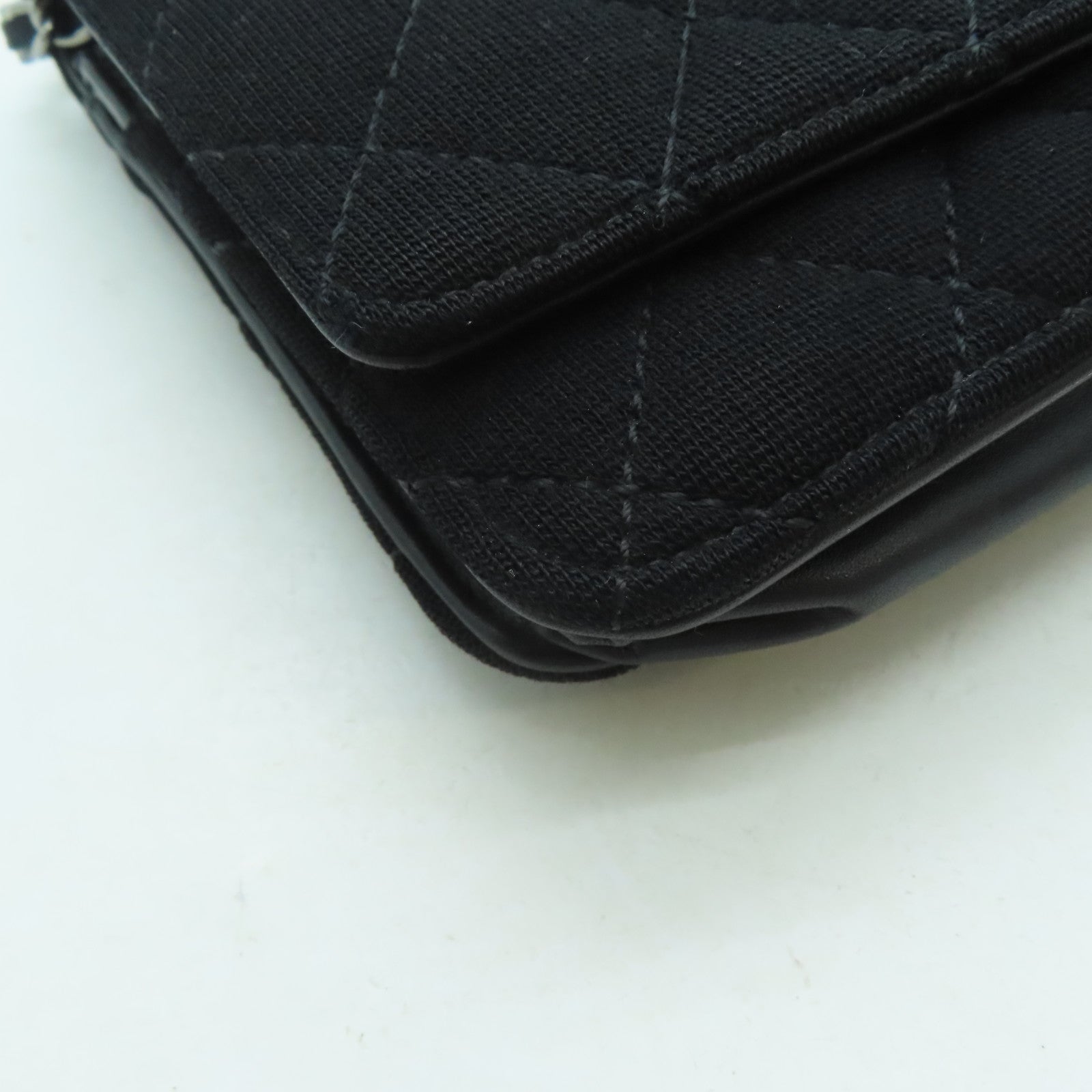 CHANEL 菱格帆布Wallet On Chain銀扣肩背袋黑色