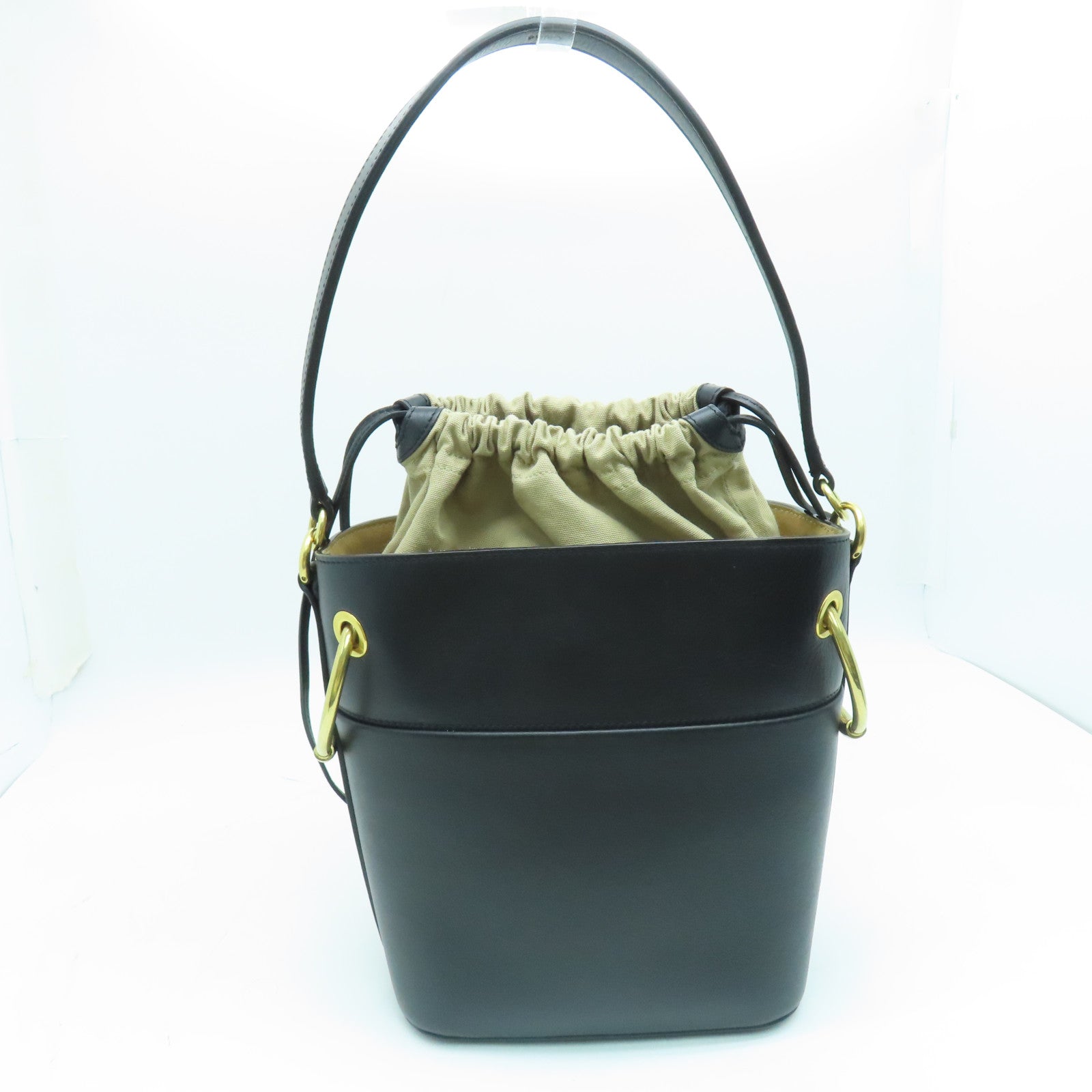 Chloe 牛皮皮革Handbag金扣手挽袋黑色