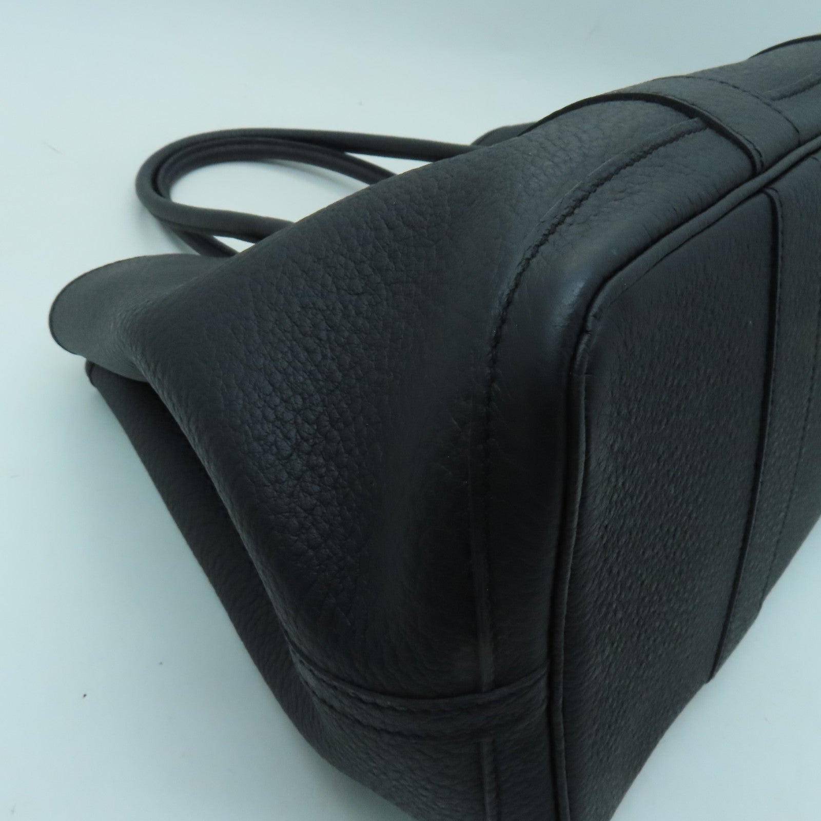 HERMES Negonda皮革Garden Party PM銀扣手挽袋黑色