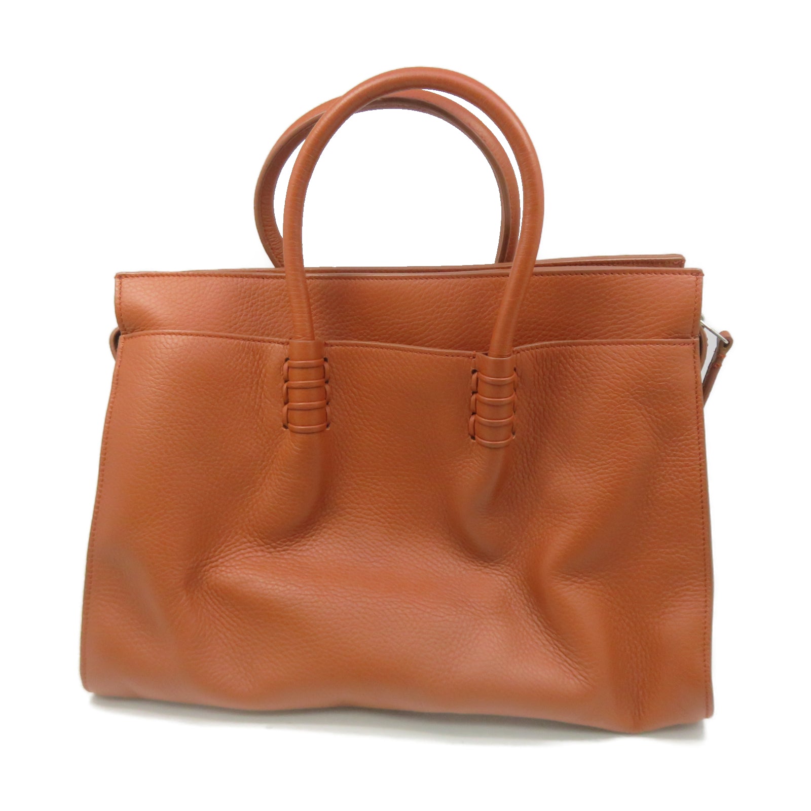 TOD’S 牛皮皮革2 Way Shoulder Bag銀扣手挽肩背兩用袋棕色
