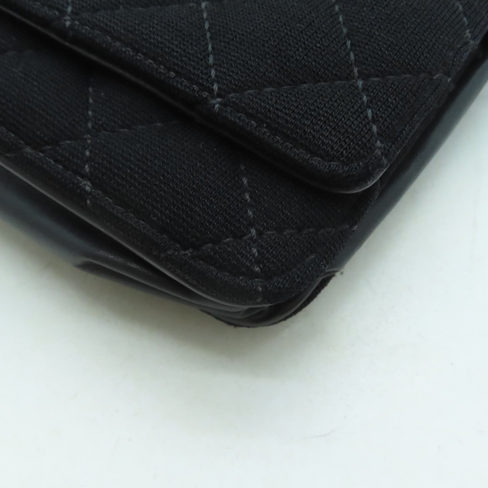 CHANEL 菱格帆布Wallet On Chain銀扣肩背袋黑色