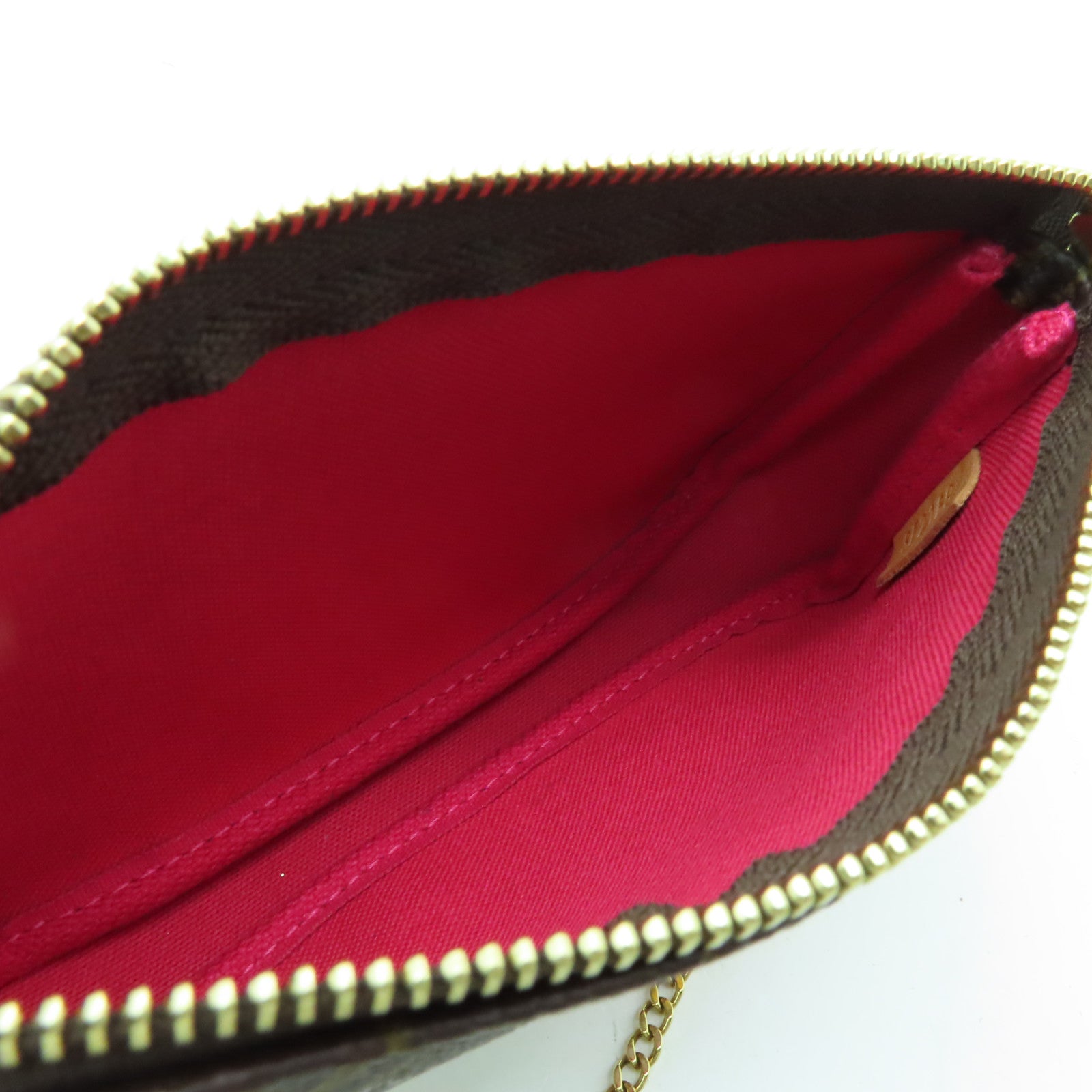 LOUIS VUITTON Monogram Vivienne Mini Pochette Accessoi金扣鏈帶肩背袋棕色