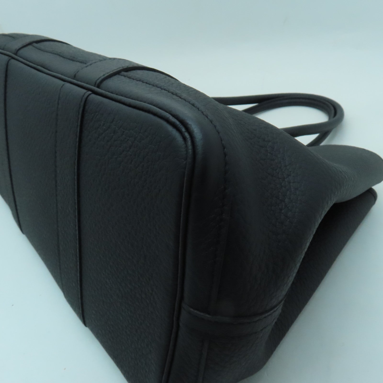 HERMES Negonda皮革Garden Party PM銀扣手挽袋黑色