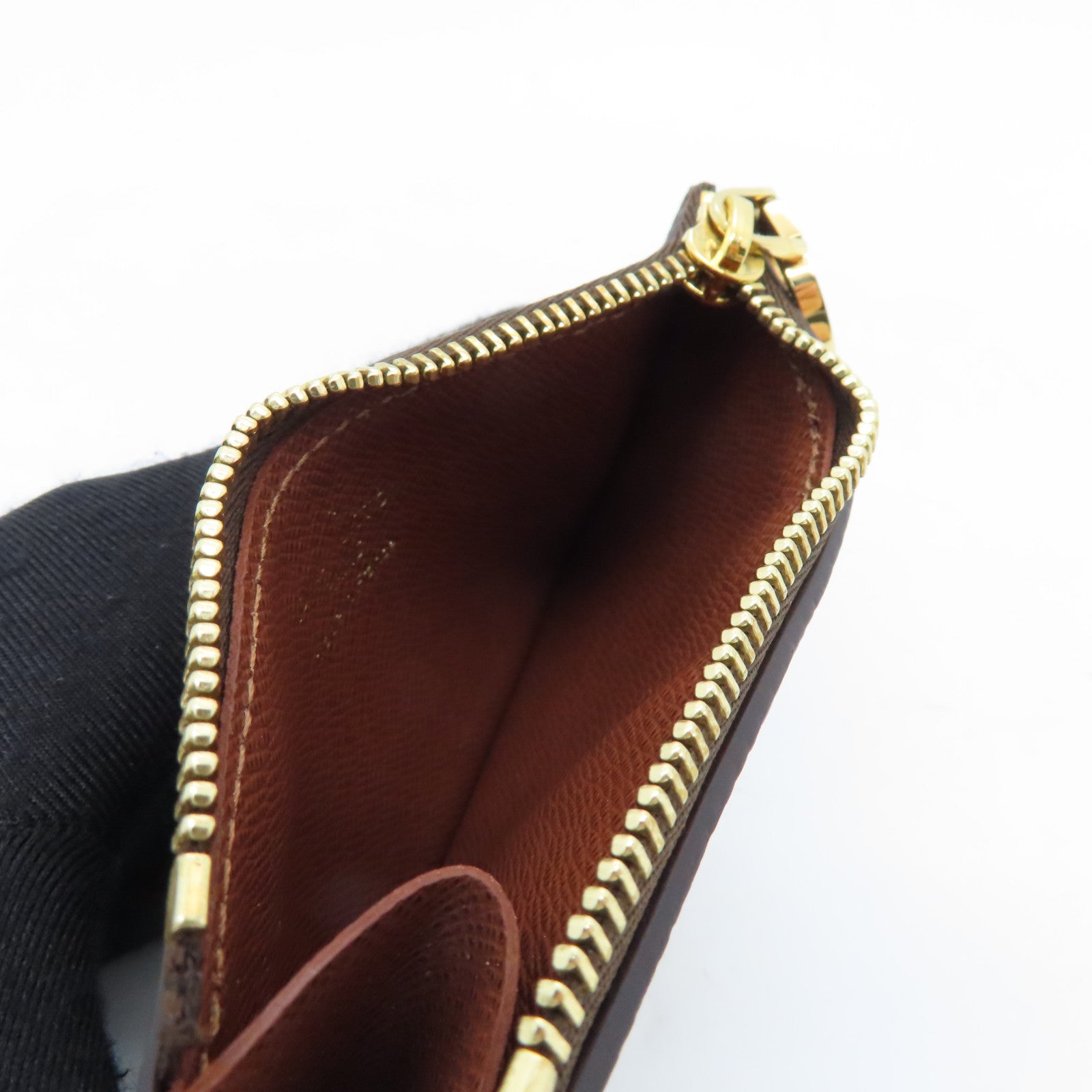 LOUIS VUITTON Monogram Romy Gold Buckle Coin Purse Brown