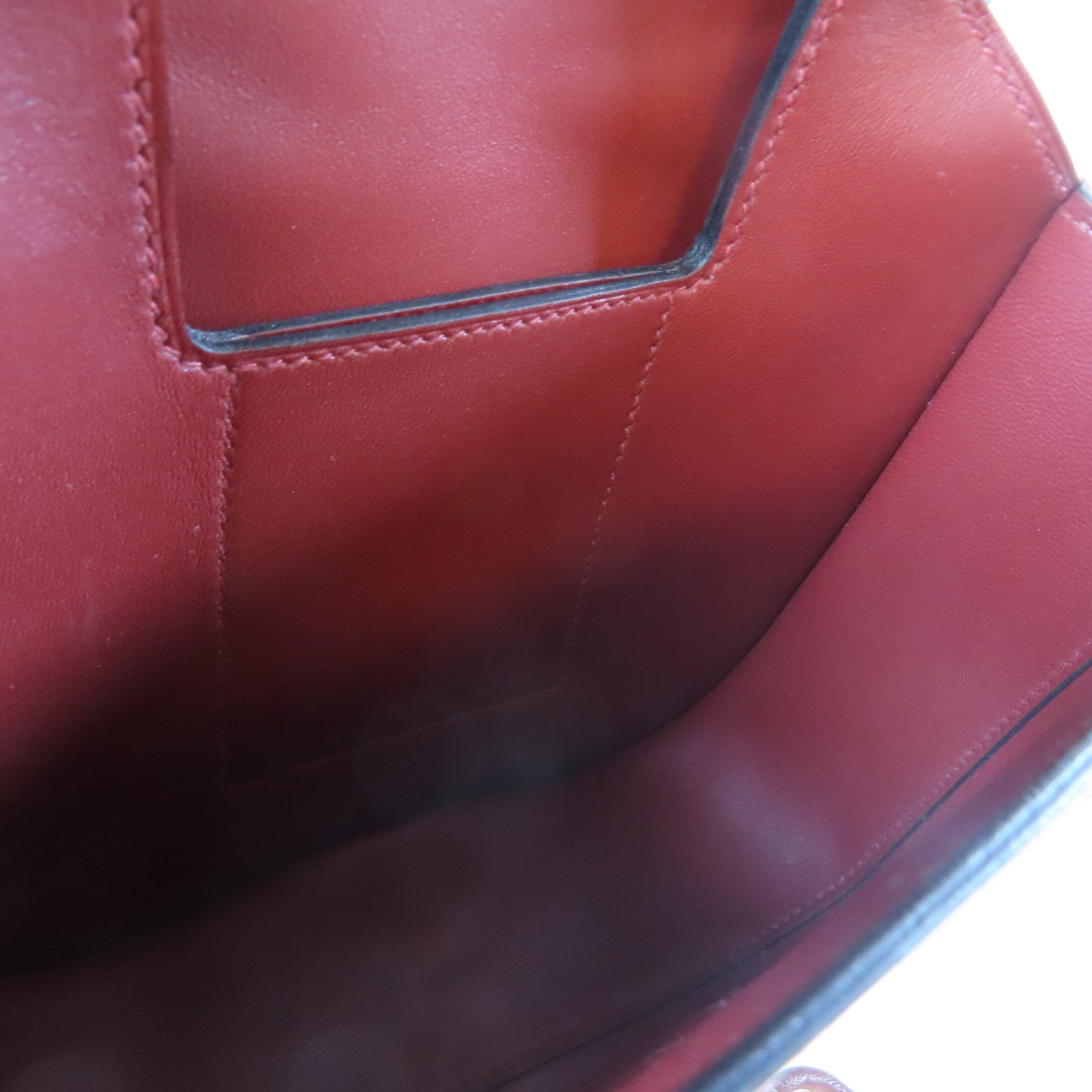 HERMES Veau Epsom皮革Della Cavaller Mini銀扣肩背袋紅色