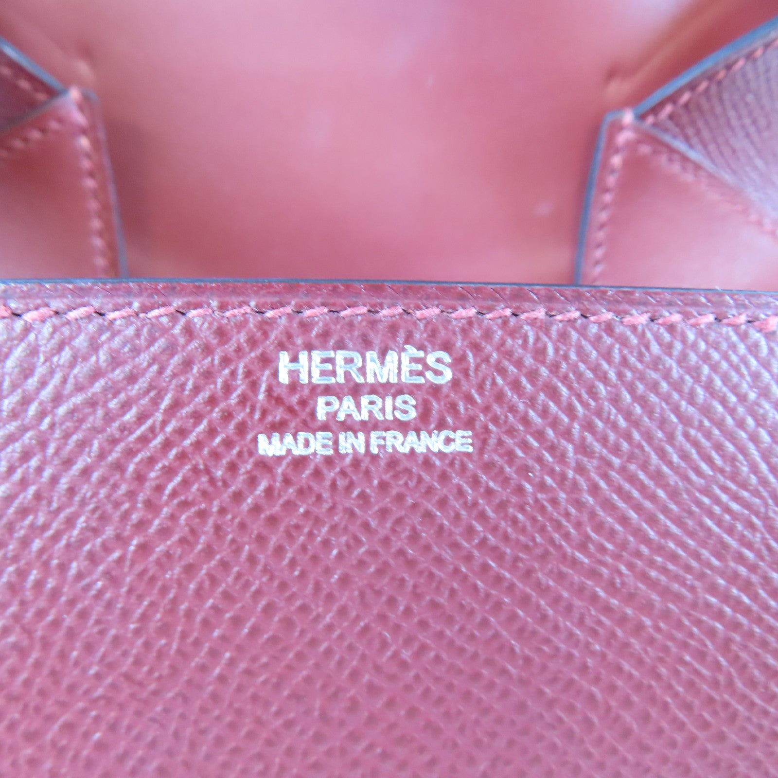HERMES Veau Epsom皮革Della Cavaller Mini銀扣肩背袋紅色