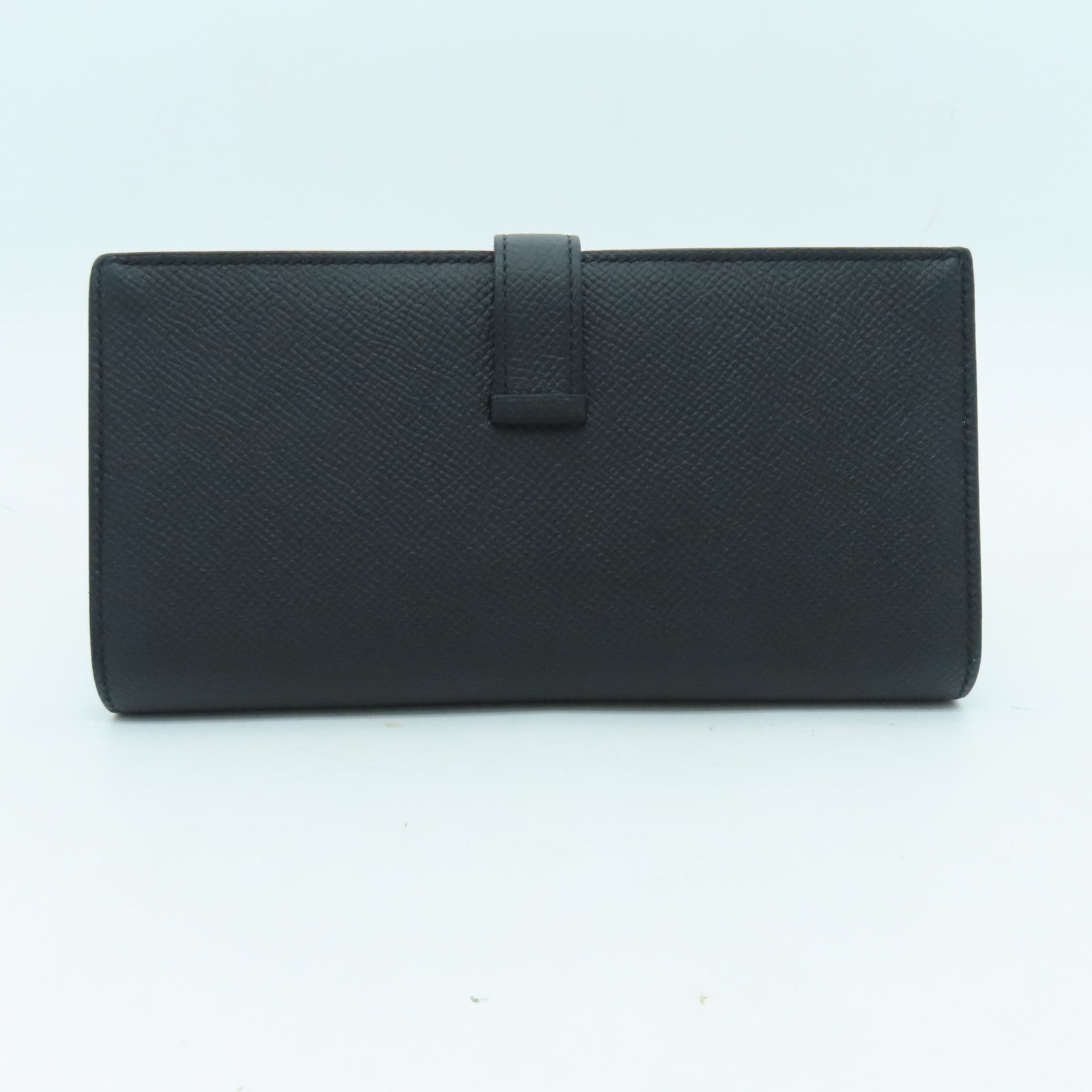 HERMES Epsom皮革Bearn Long Wallet銀扣長錢包黑色