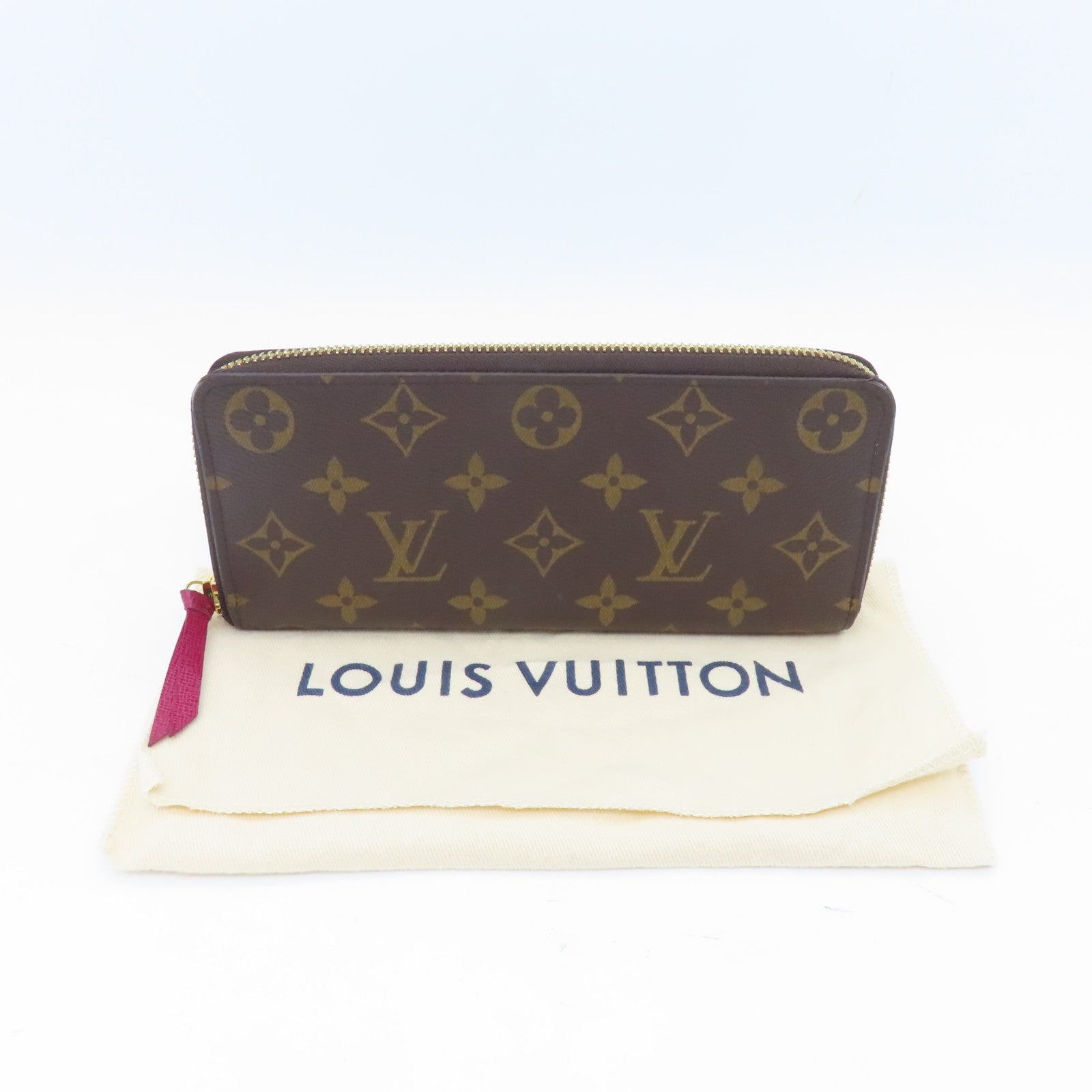 LOUIS VUITTON Monogram Clemence Gold Buckle Long Wallet Brown