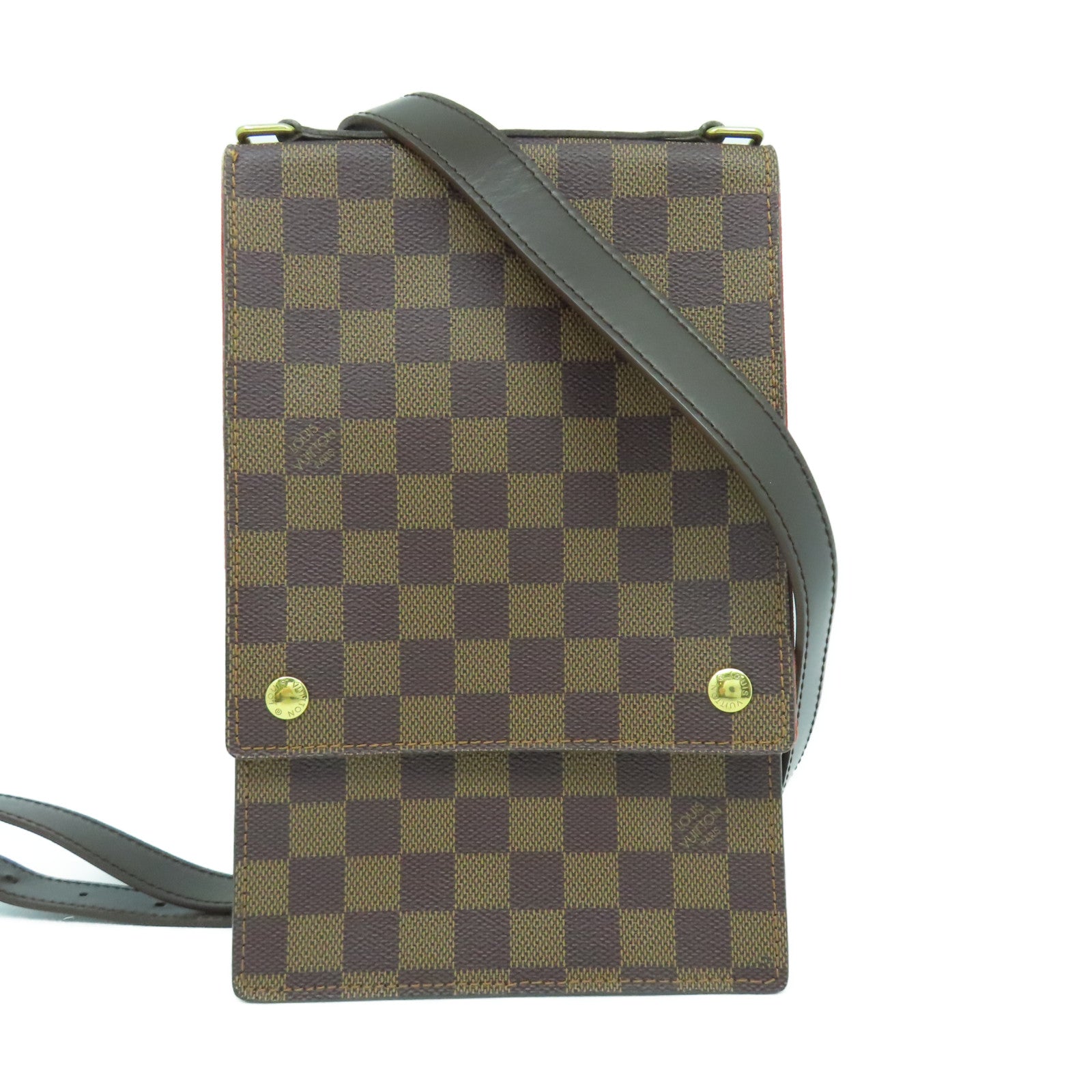 LOUIS VUITTON Damier Portobello金扣肩背袋啡色