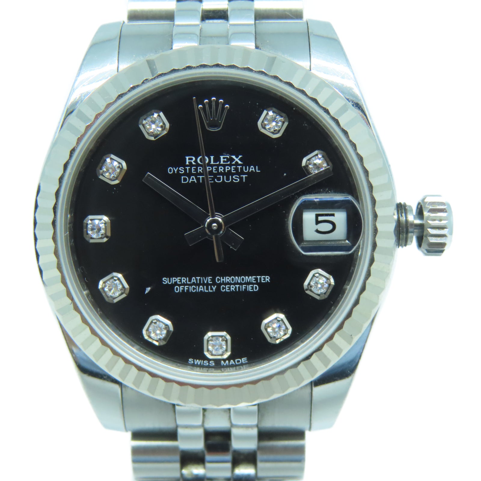 ROLEX Datejust 31mm不鏽鋼/鑽石手錶自動機芯黑色