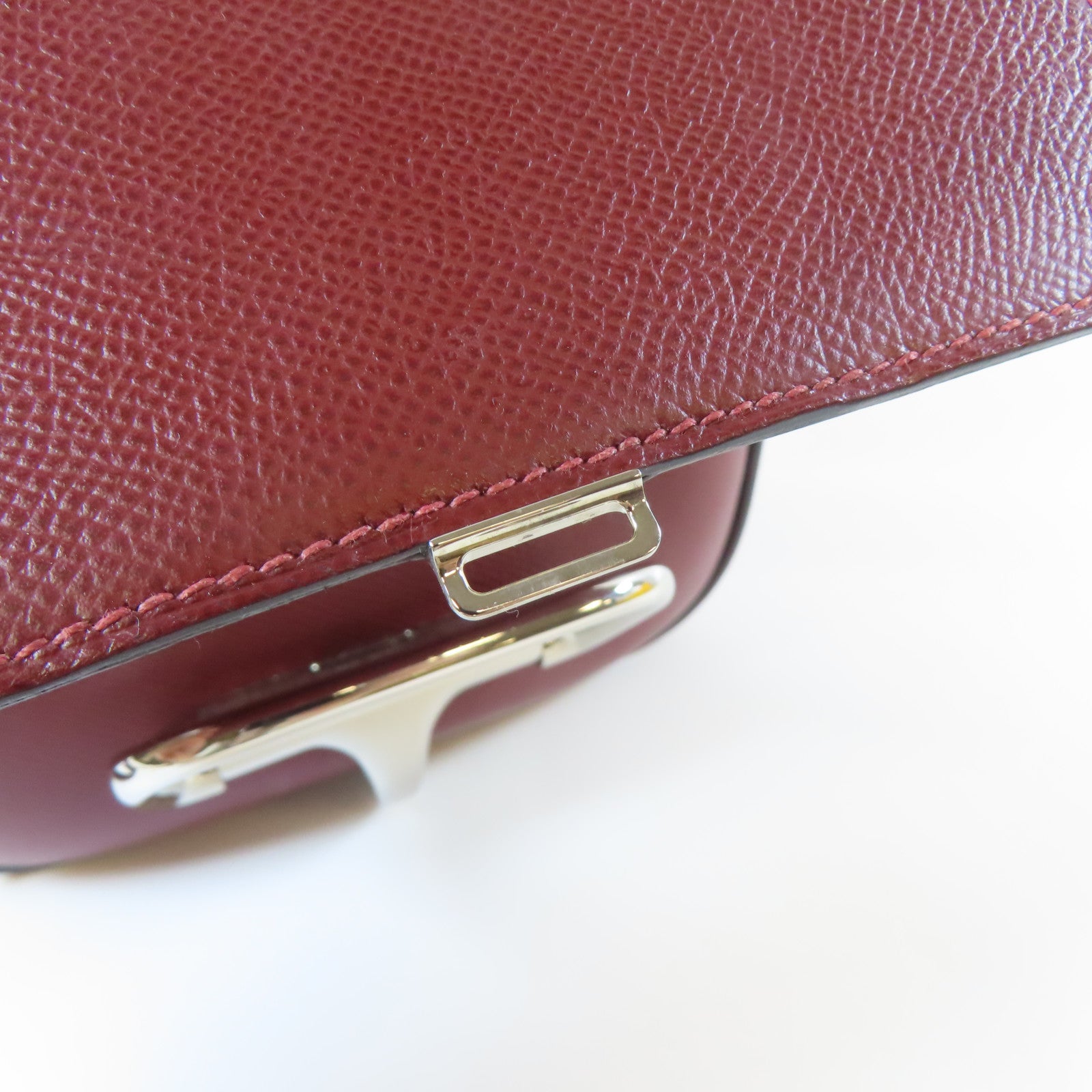 HERMES Veau Epsom皮革Della Cavaller Mini銀扣肩背袋紅色