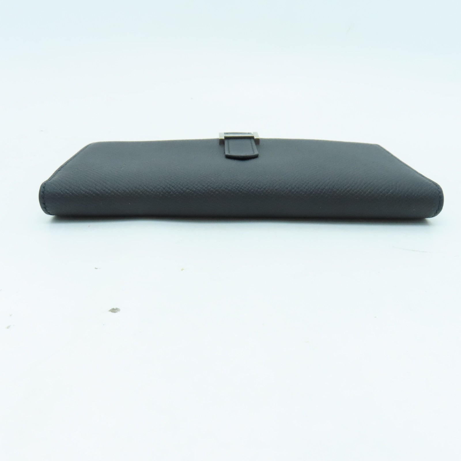 HERMES Epsom皮革Bearn Long Wallet銀扣長錢包黑色