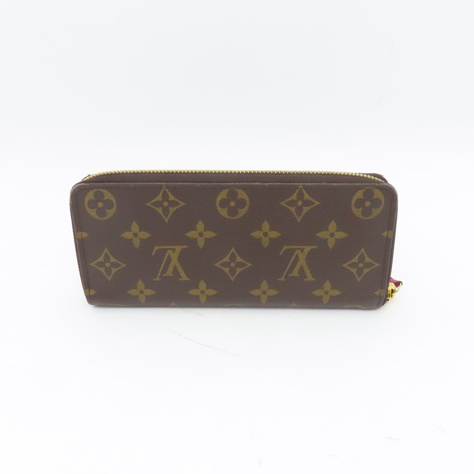 LOUIS VUITTON Monogram Clemence Gold Buckle Long Wallet Brown