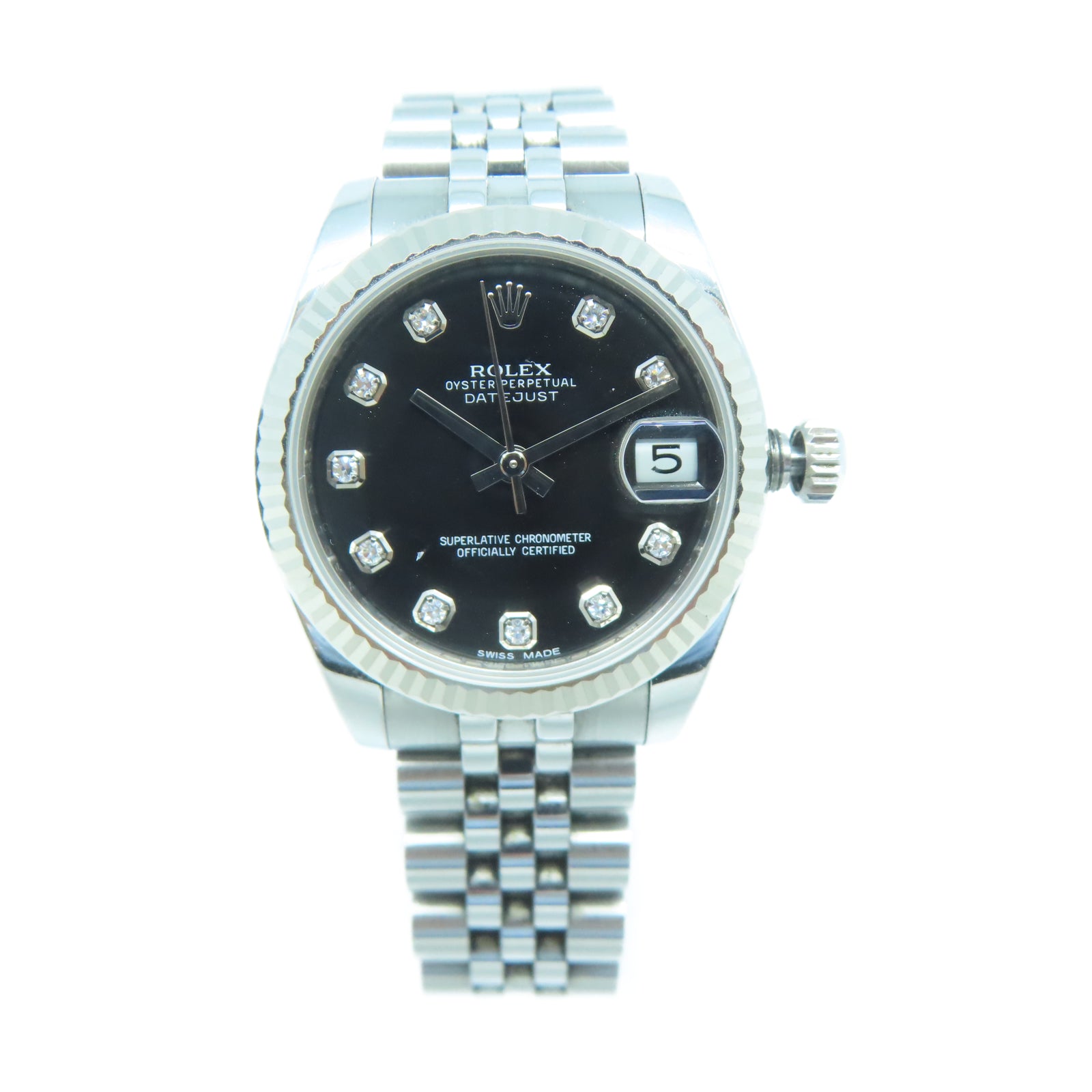 ROLEX Datejust 31mm不鏽鋼/鑽石手錶自動機芯黑色