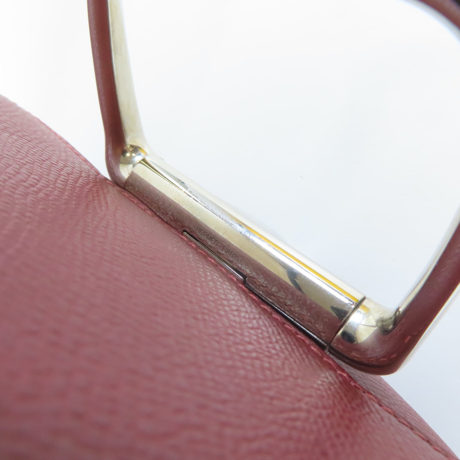 HERMES Veau Epsom皮革Della Cavaller Mini銀扣肩背袋紅色