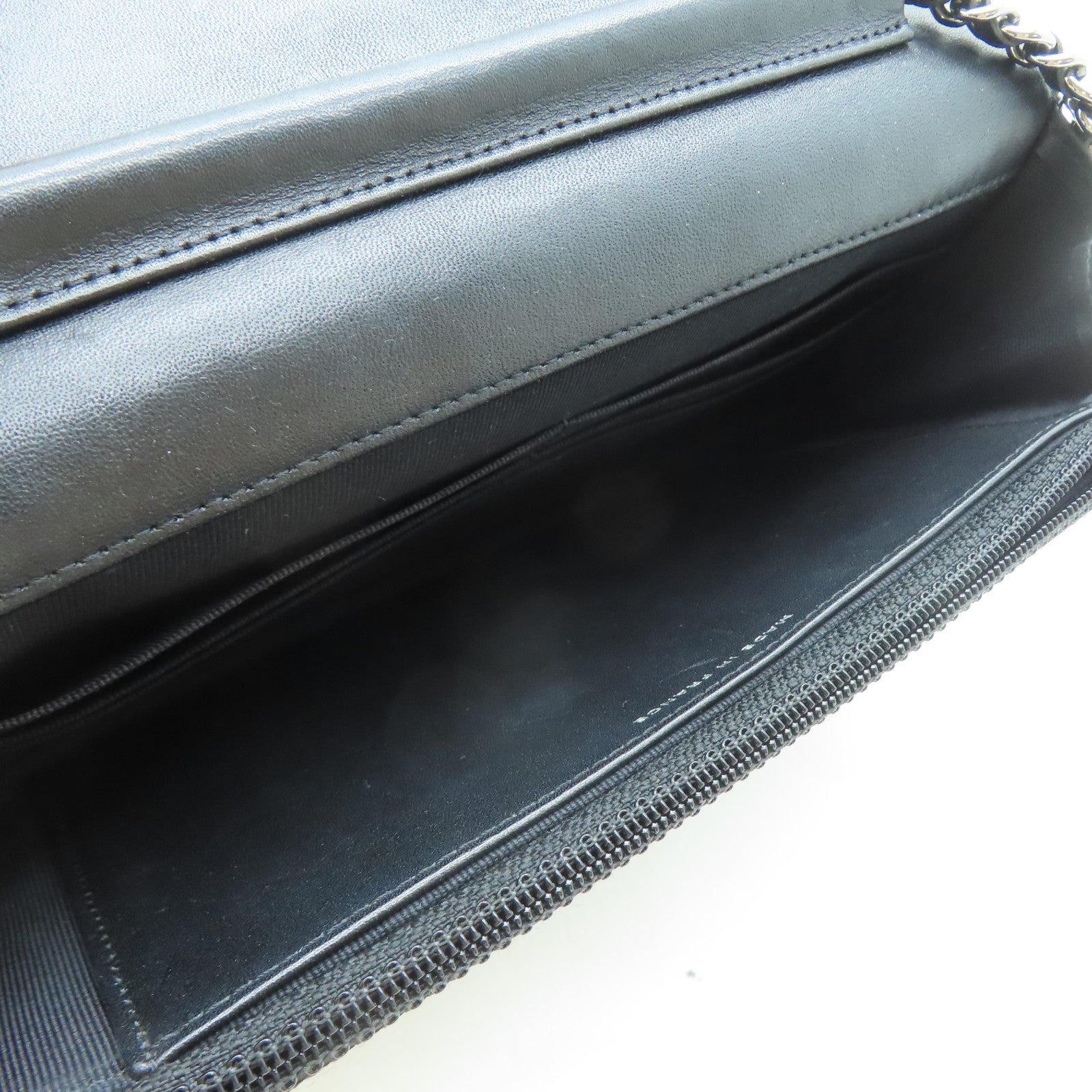 CHANEL 菱格帆布Wallet On Chain銀扣肩背袋黑色
