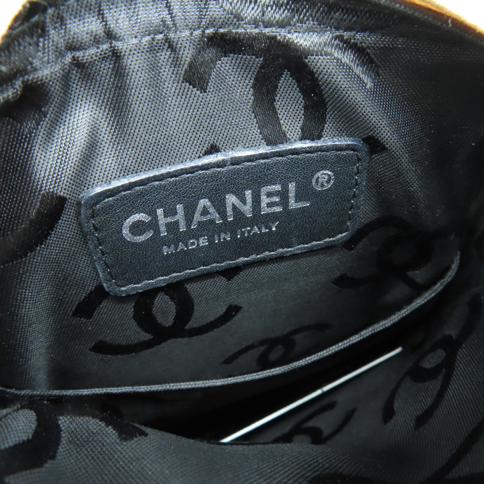 CHANEL sheepskin leather Cambon Crossbody Bag silver buckle shoulder bag beige