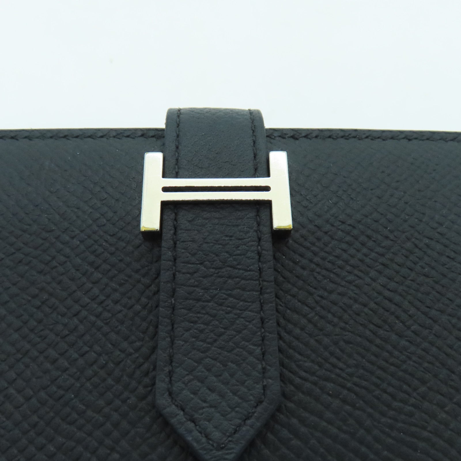 HERMES Epsom皮革Bearn Long Wallet銀扣長錢包黑色