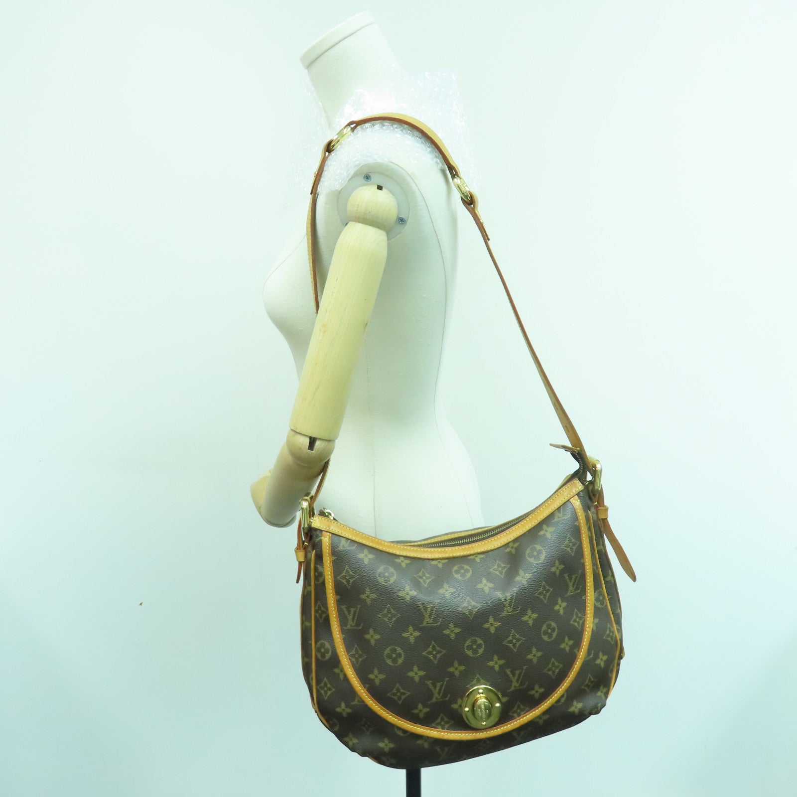 LOUIS VUITTON Monogram Tulum GM金扣肩背袋啡色