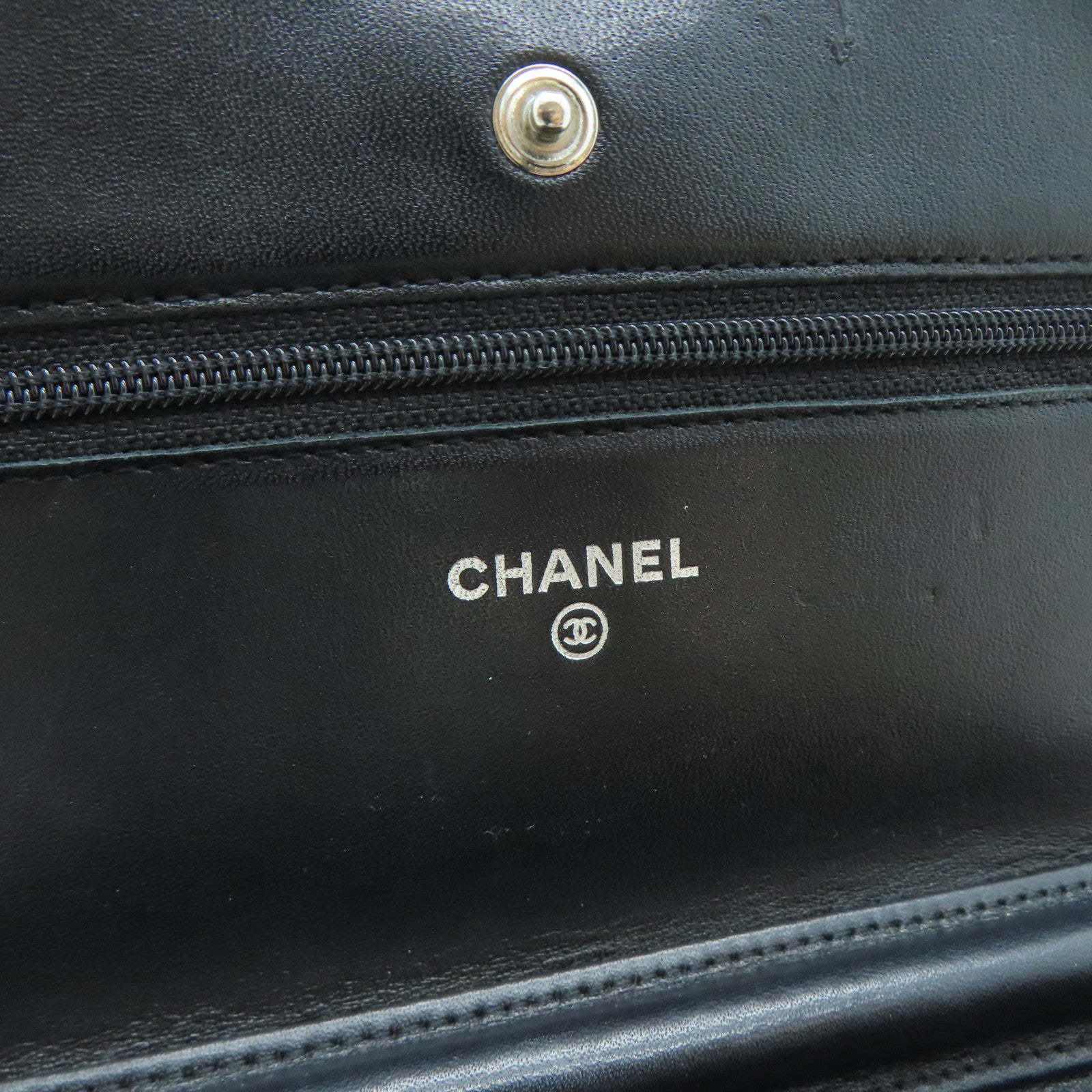 CHANEL 菱格帆布Wallet On Chain銀扣肩背袋黑色