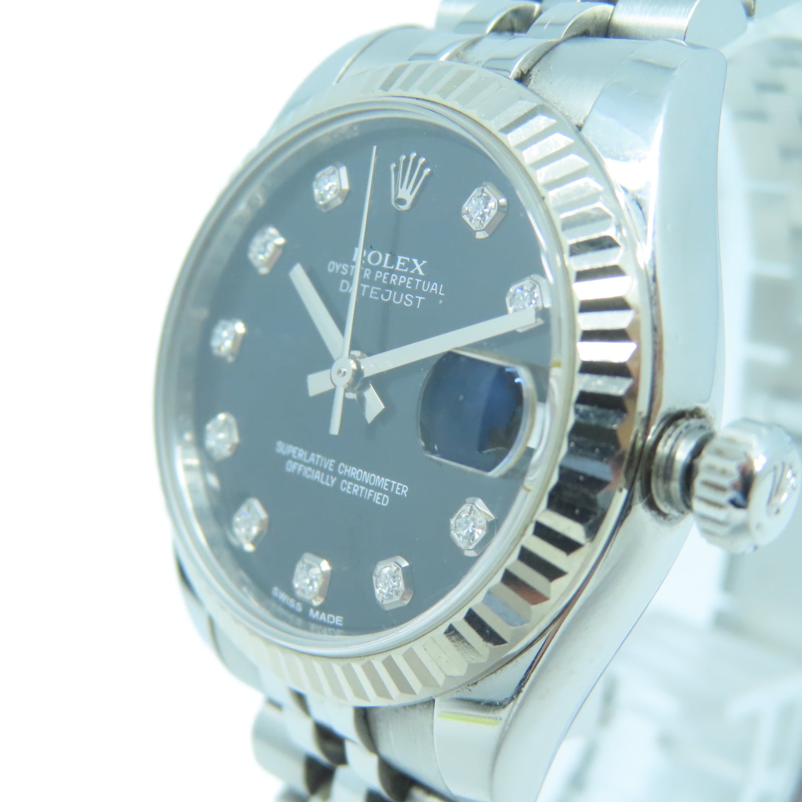 ROLEX Datejust 31mm不鏽鋼/鑽石手錶自動機芯黑色