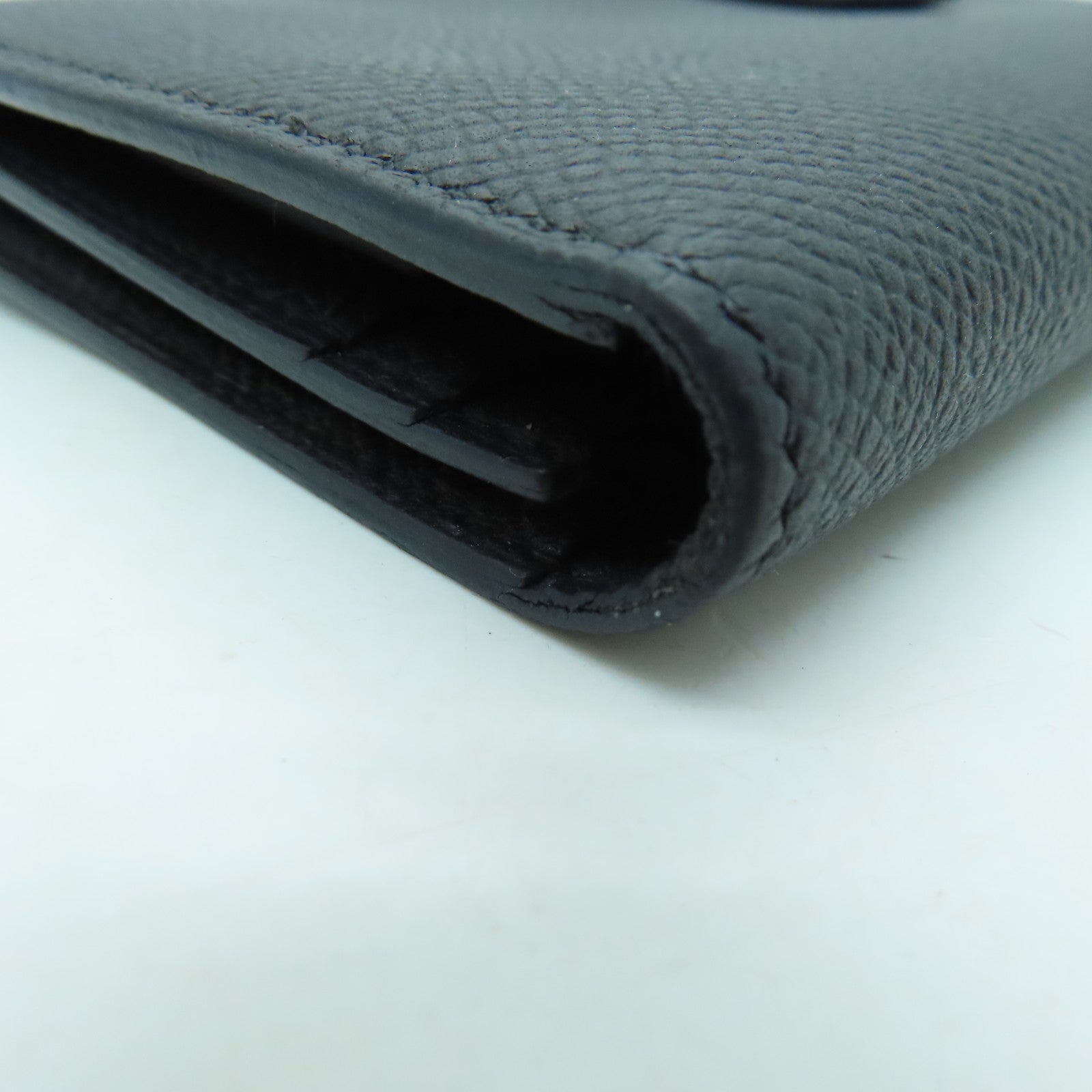 HERMES Epsom皮革Bearn Long Wallet銀扣長錢包黑色