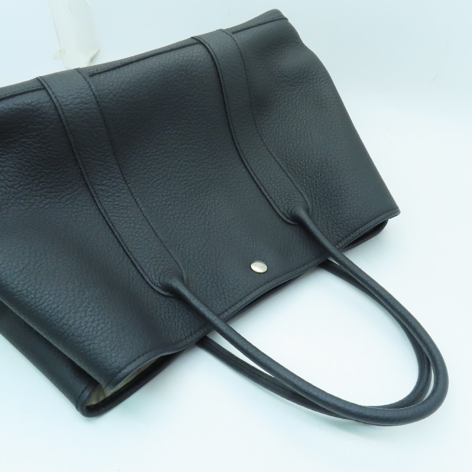 HERMES Negonda皮革Garden Party PM銀扣手挽袋黑色
