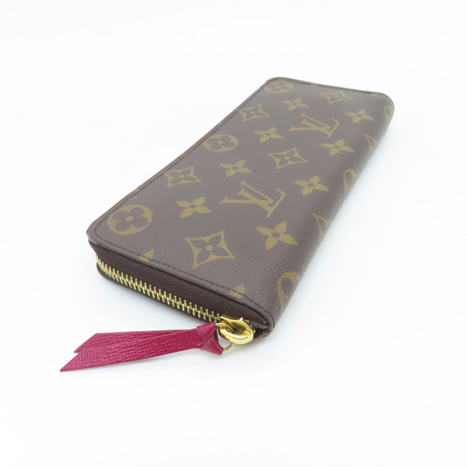 LOUIS VUITTON Monogram Clemence Gold Buckle Long Wallet Brown