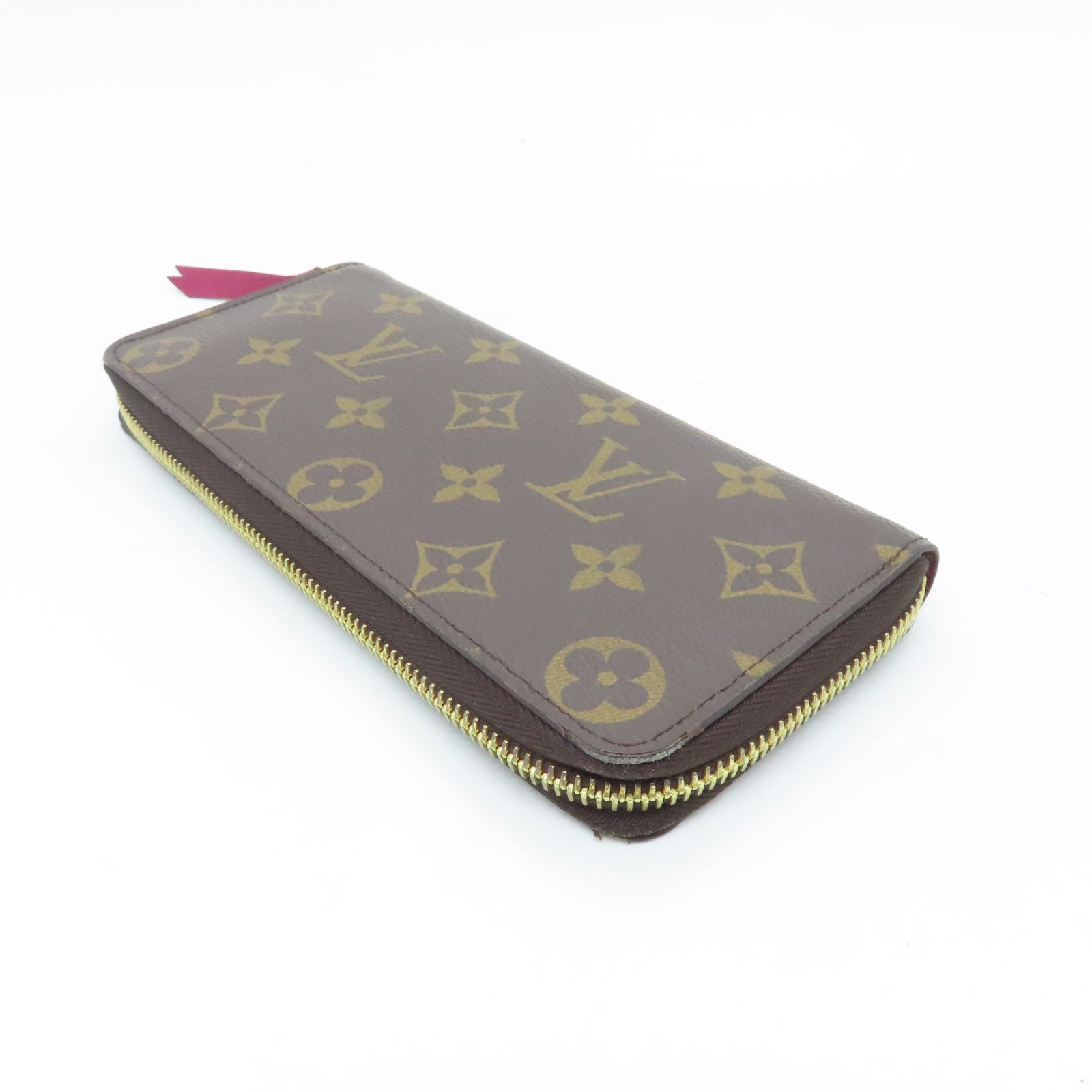 LOUIS VUITTON Monogram Clemence Gold Buckle Long Wallet Brown