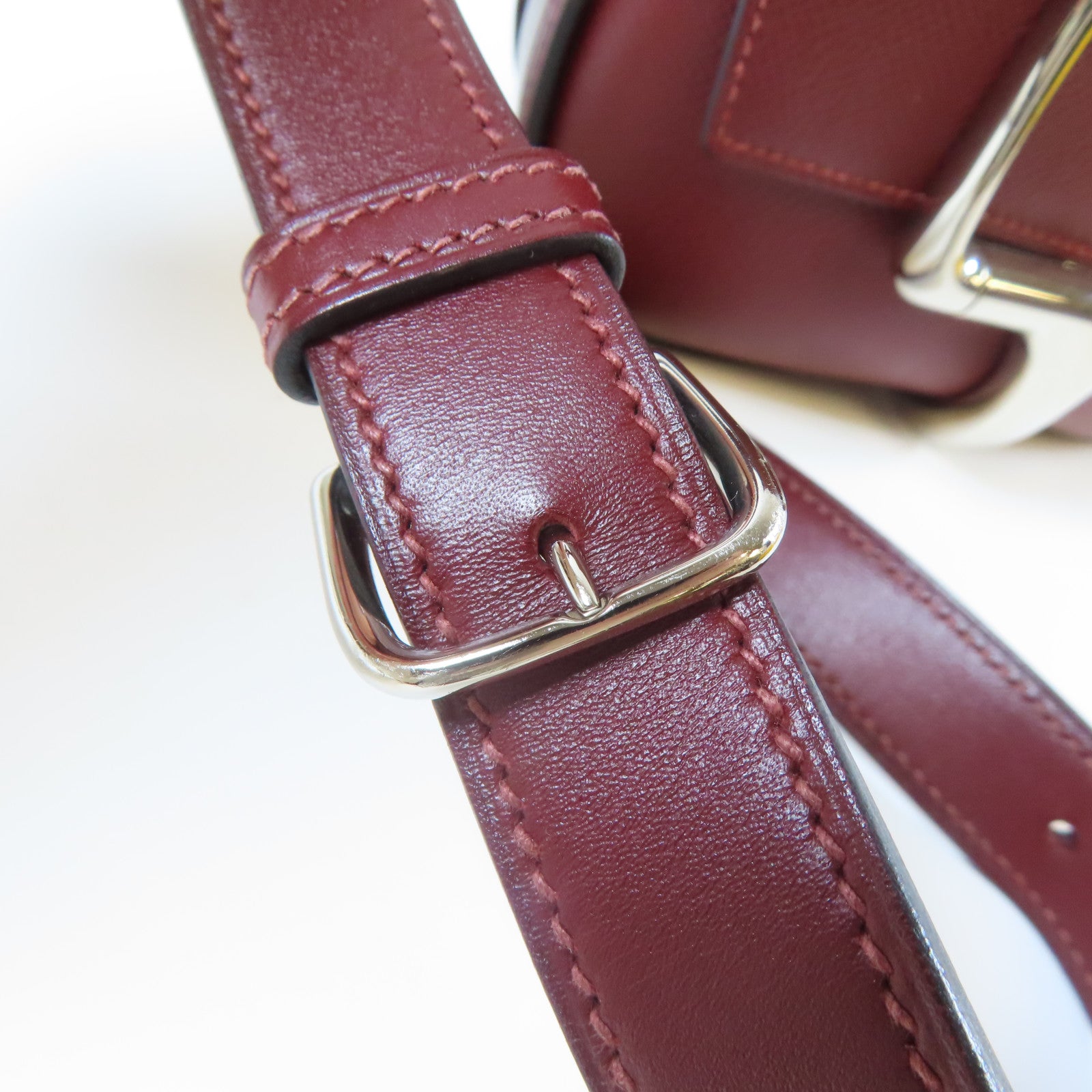 HERMES Veau Epsom皮革Della Cavaller Mini銀扣肩背袋紅色
