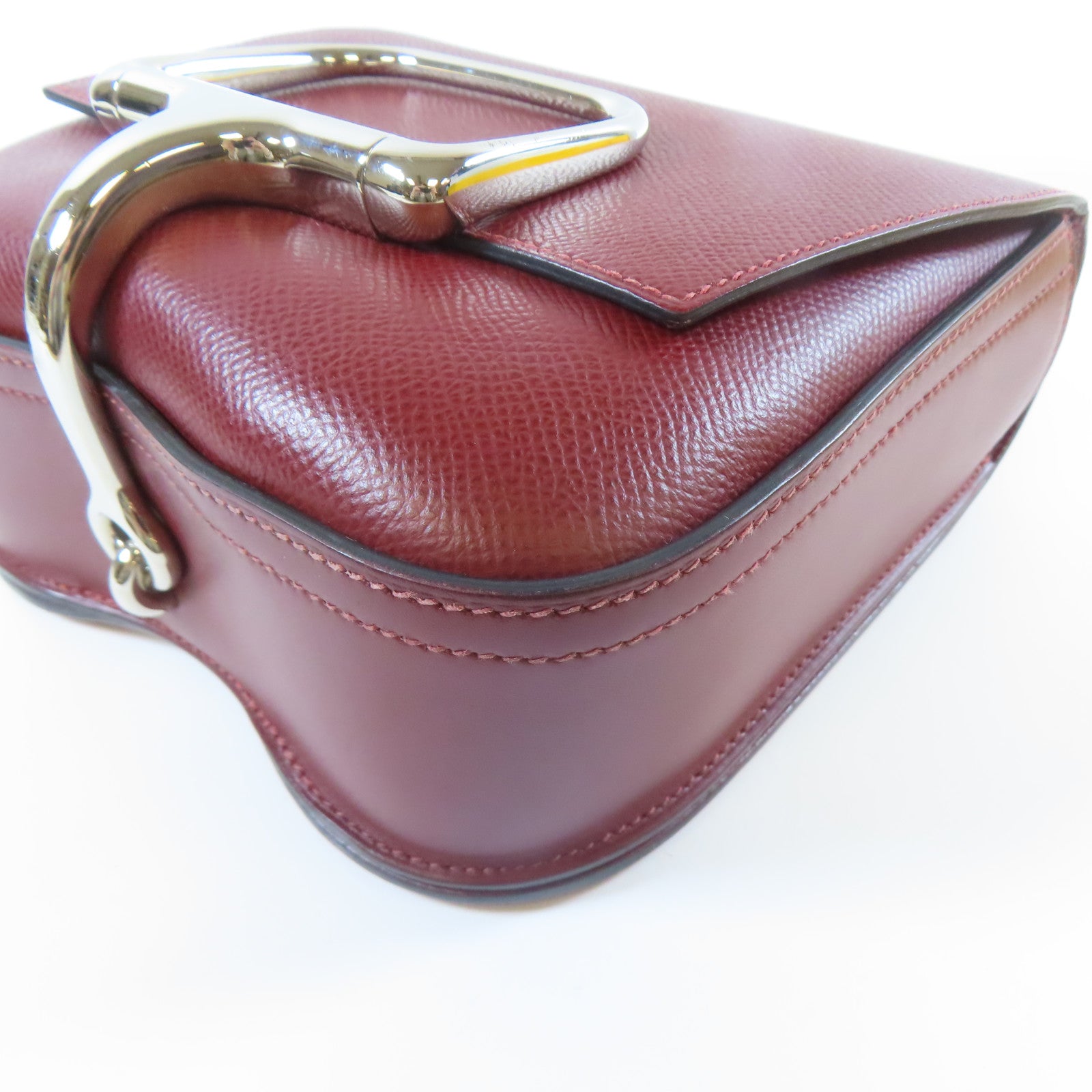 HERMES Veau Epsom皮革Della Cavaller Mini銀扣肩背袋紅色