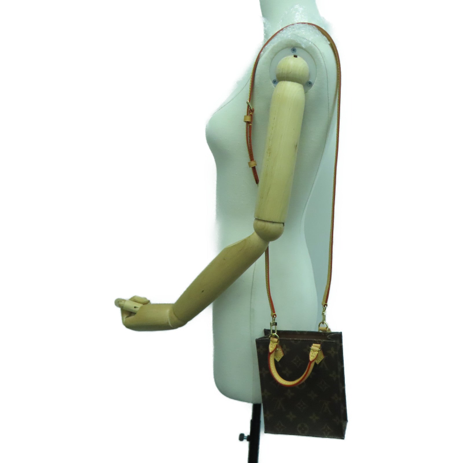 LOUIS VUITTON 【激減優惠】Monogram Petit Sac Plat Shoulder Bag金扣手挽肩背兩用袋啡色